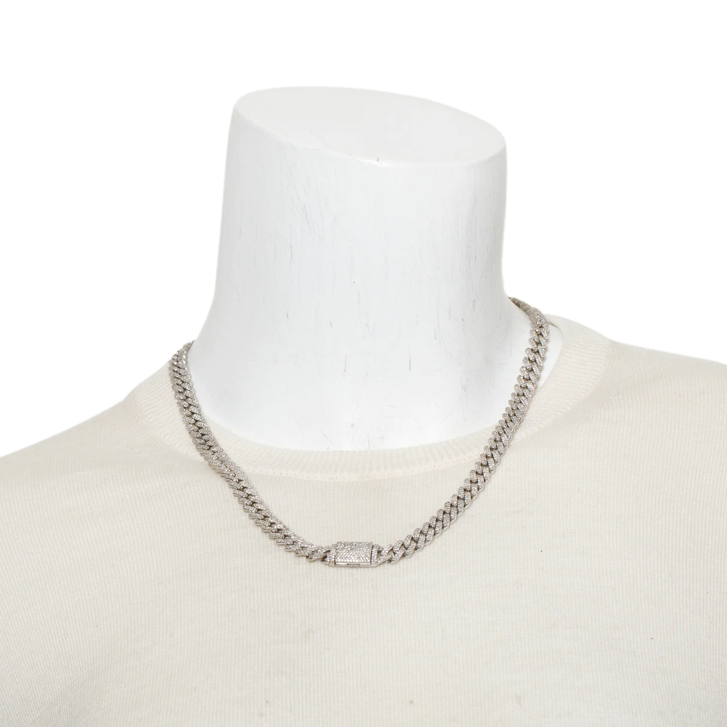 10k White Gold 10.19 tcw. Diamond Cuban Link Necklace - Image 2