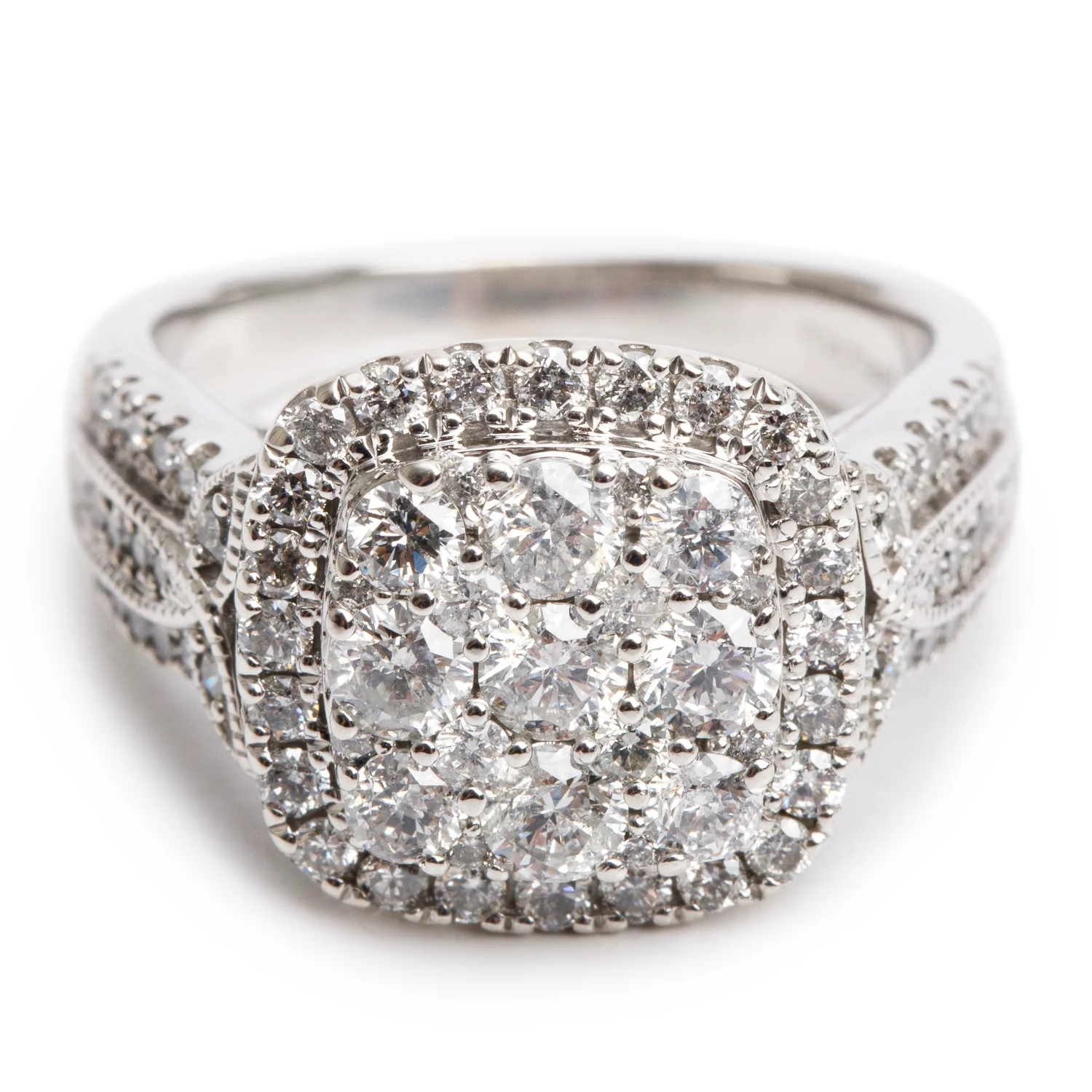 10k White Gold 2.19 tcw. Diamond Cluster Ring, Size 8 - Image 2