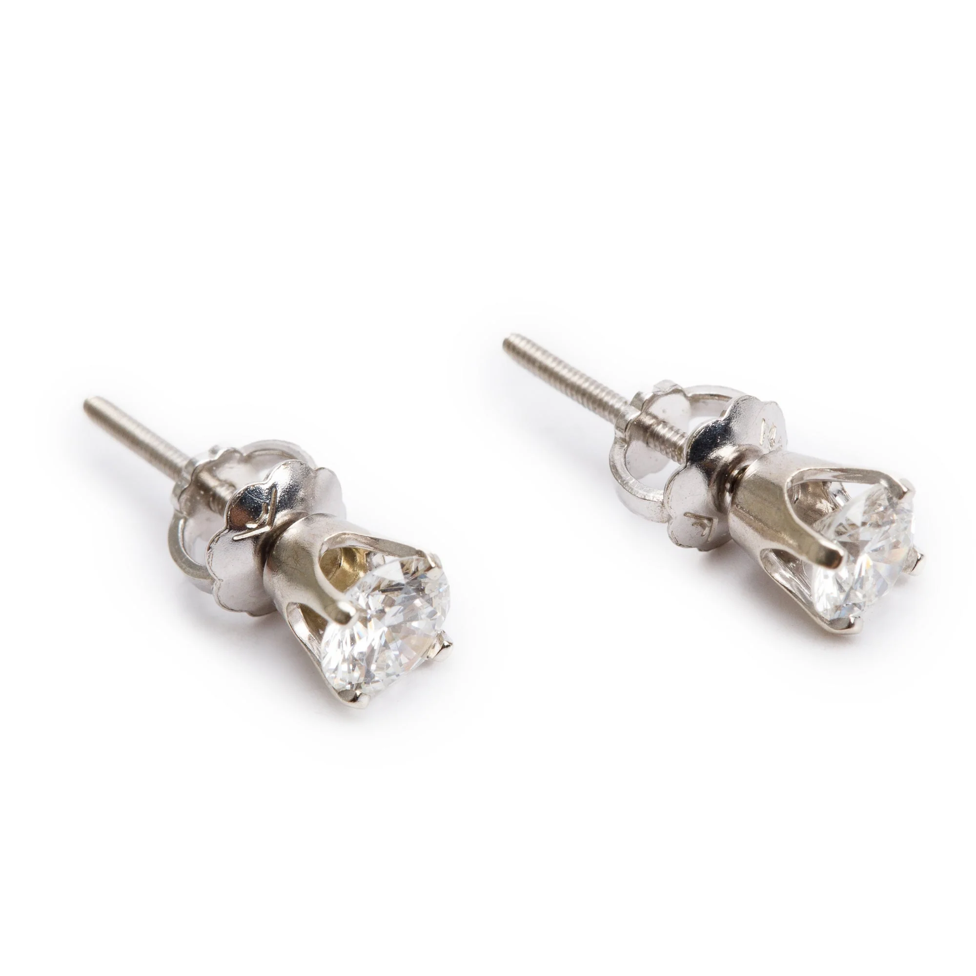 14k White Gold 0.60 tcw. Diamond Stud Earrings - Image 2