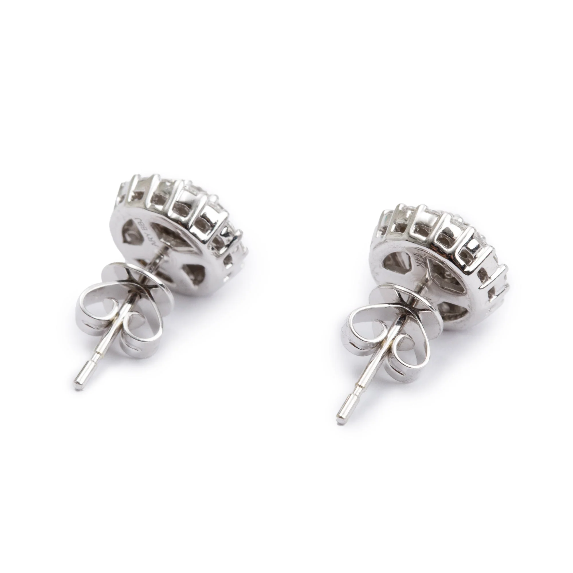 14k White Gold 0.62 tcw. Diamond Cluster Earrings - Image 3
