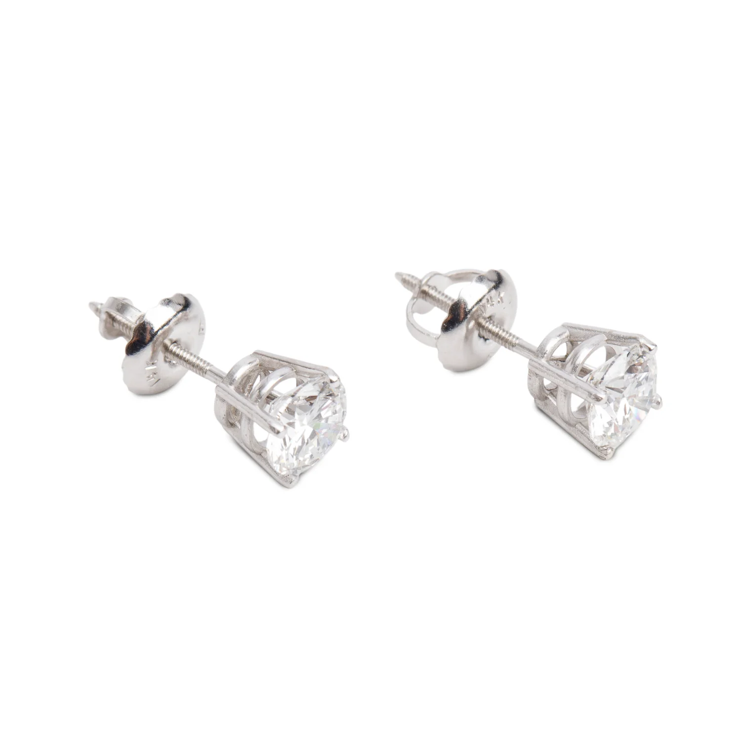14k White Gold 1.00 tcw. Diamond Stud Earrings - Image 2