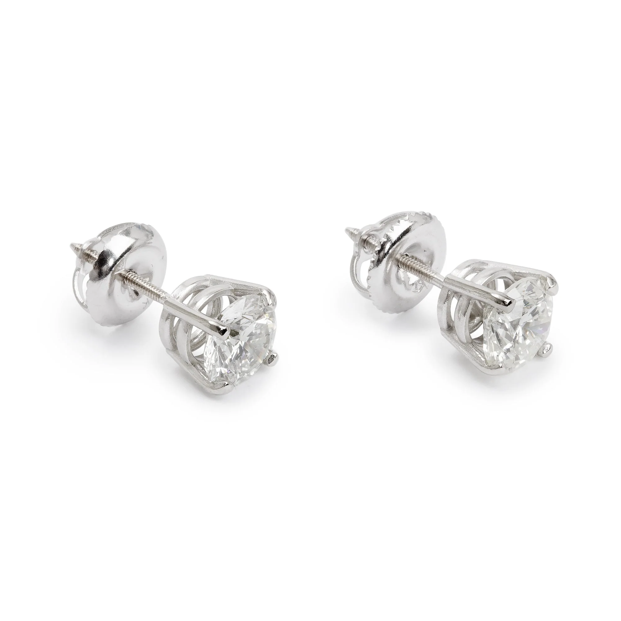 14k White Gold 1.43 tcw. Diamond Stud Earrings - Image 2