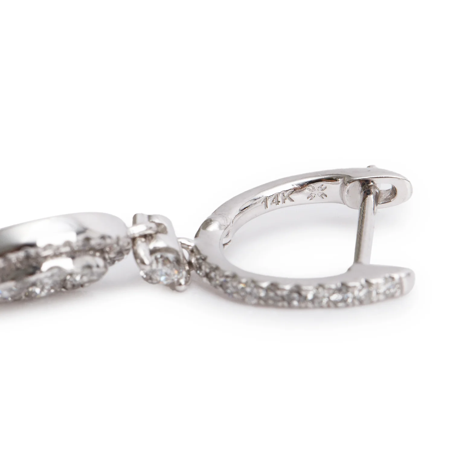 14k White Gold 1.46 tcw. Cluster Diamond Drop Earrings - Image 3
