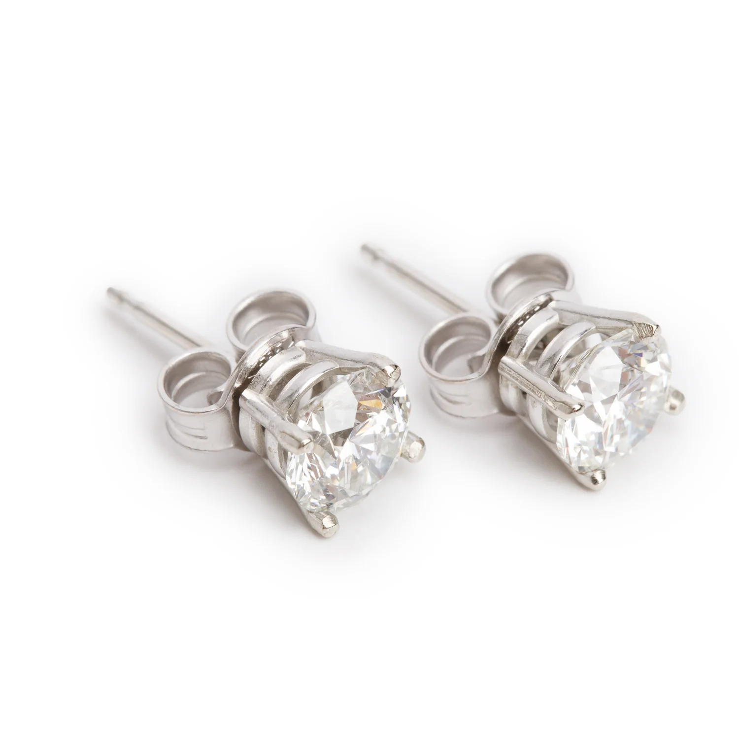 14k White Gold 1.46 tcw. Diamond Stud Earrings - Image 2