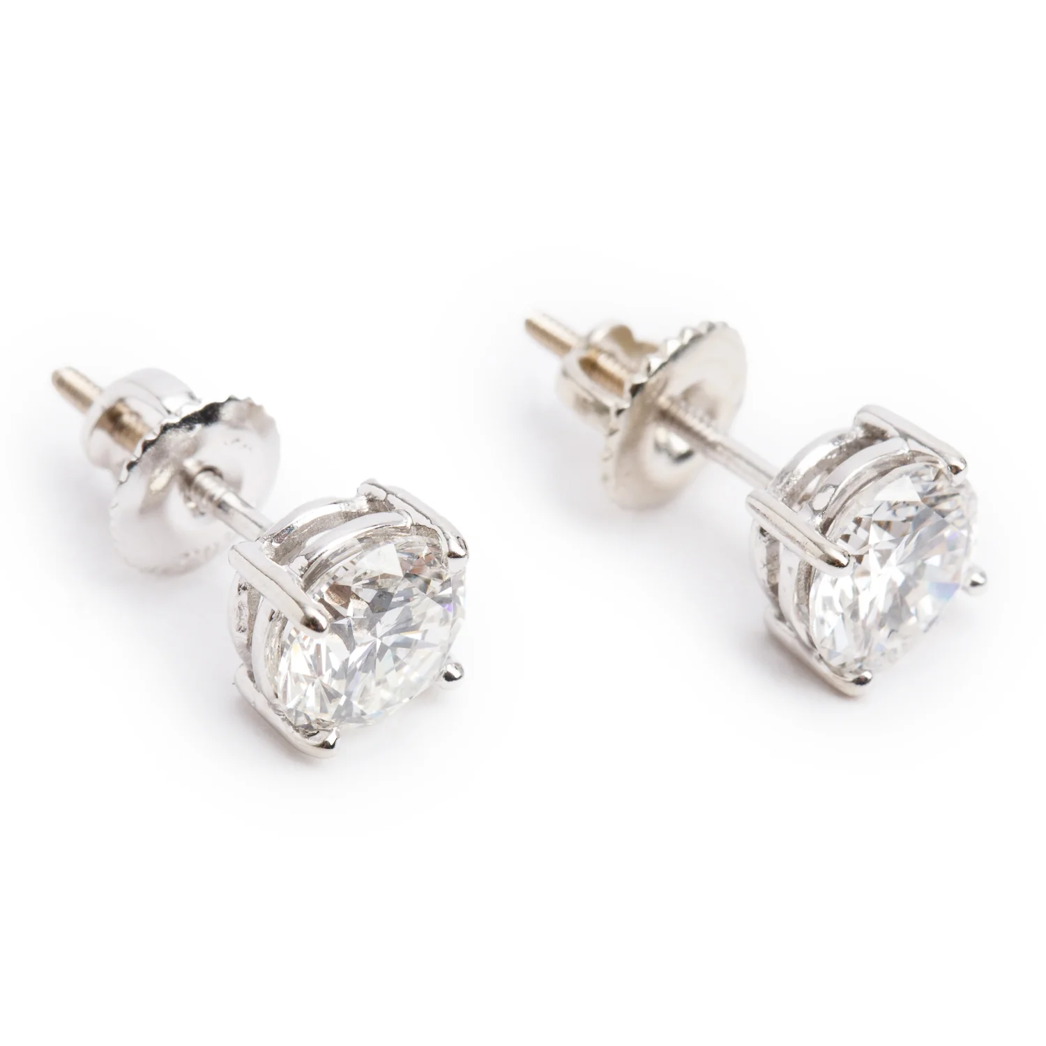 14k White Gold 1.93 tcw. Diamond Stud Earrings - Image 2