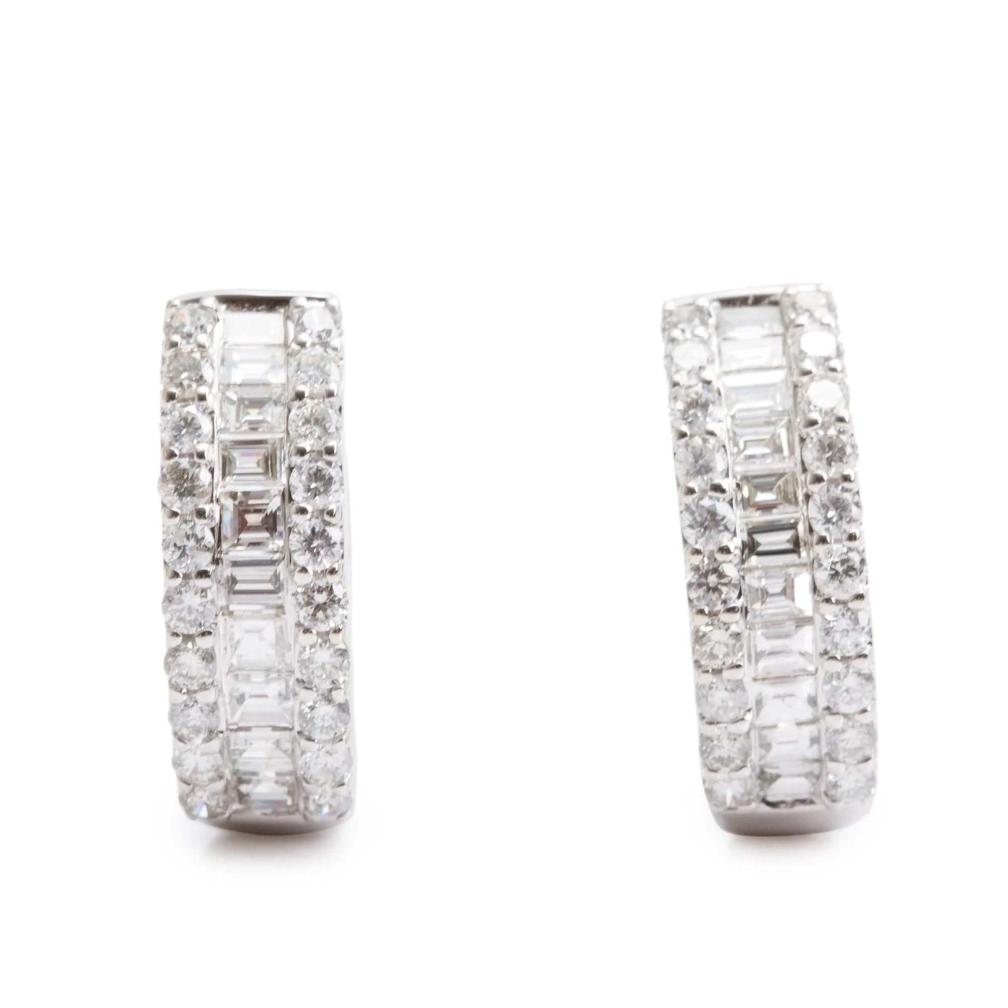 14k White Gold 2.03 tcw. Diamond Hoop Earrings