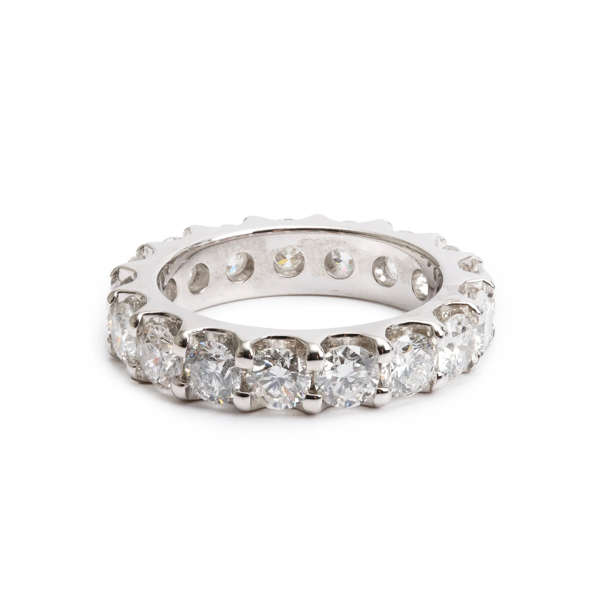 14k White Gold 4.36 tcw. Diamond Eternity Band Ring, Size 6.25