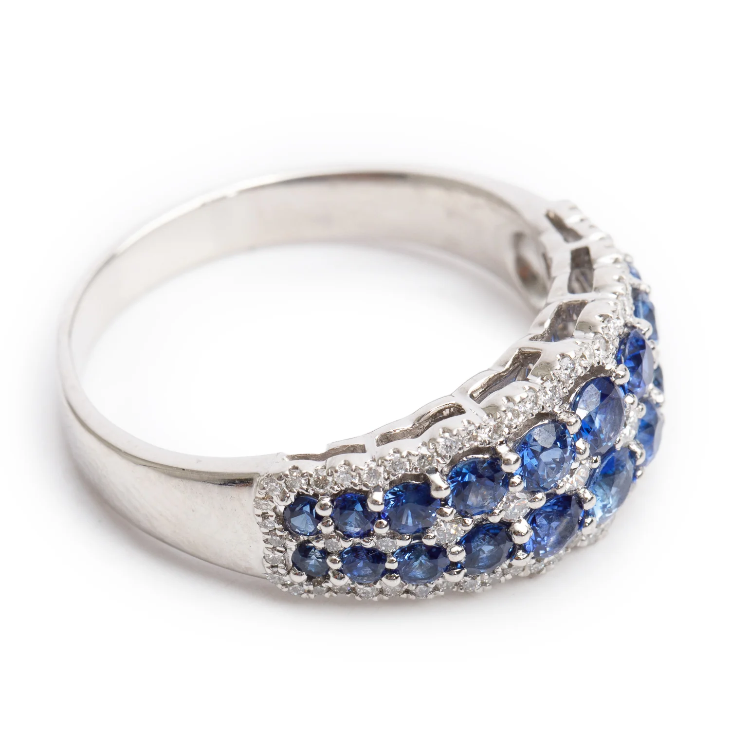 14k White Gold Blue Sapphire & Diamond Ring, Size 11.25 - Image 3