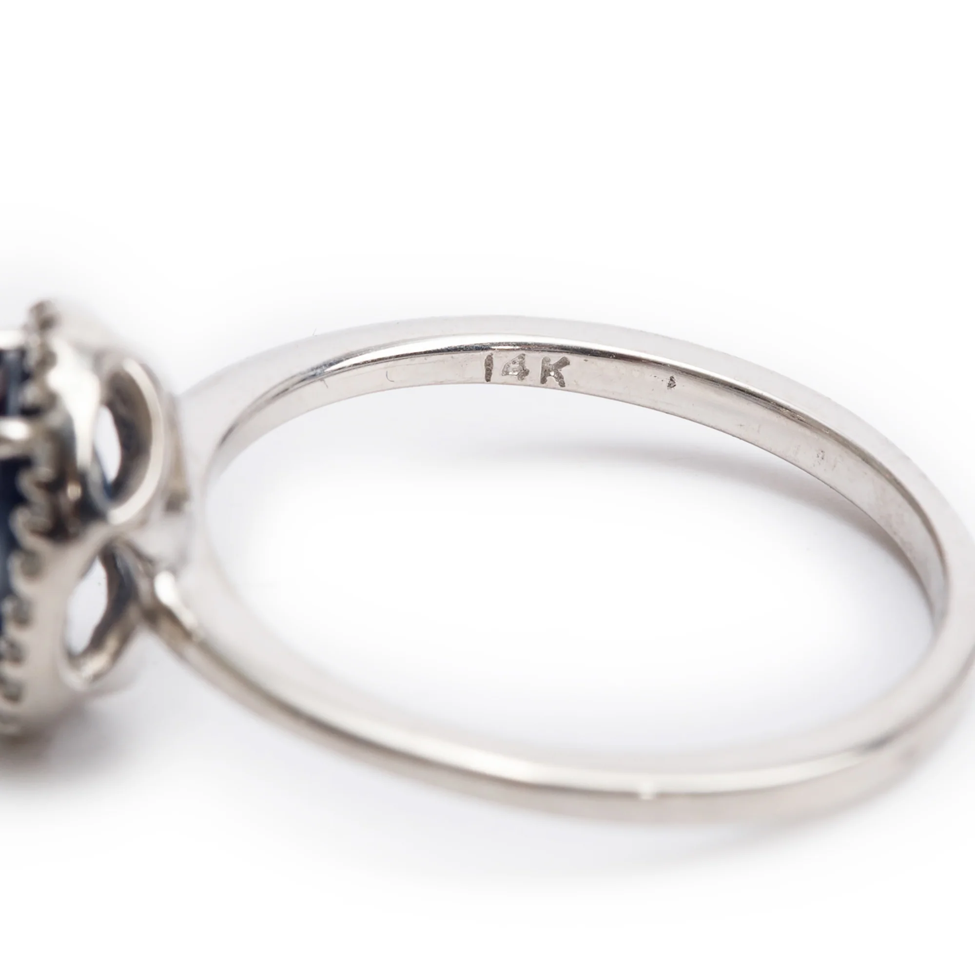 14k White Gold Blue Sapphire & Diamond Ring, Size 7 - Image 3