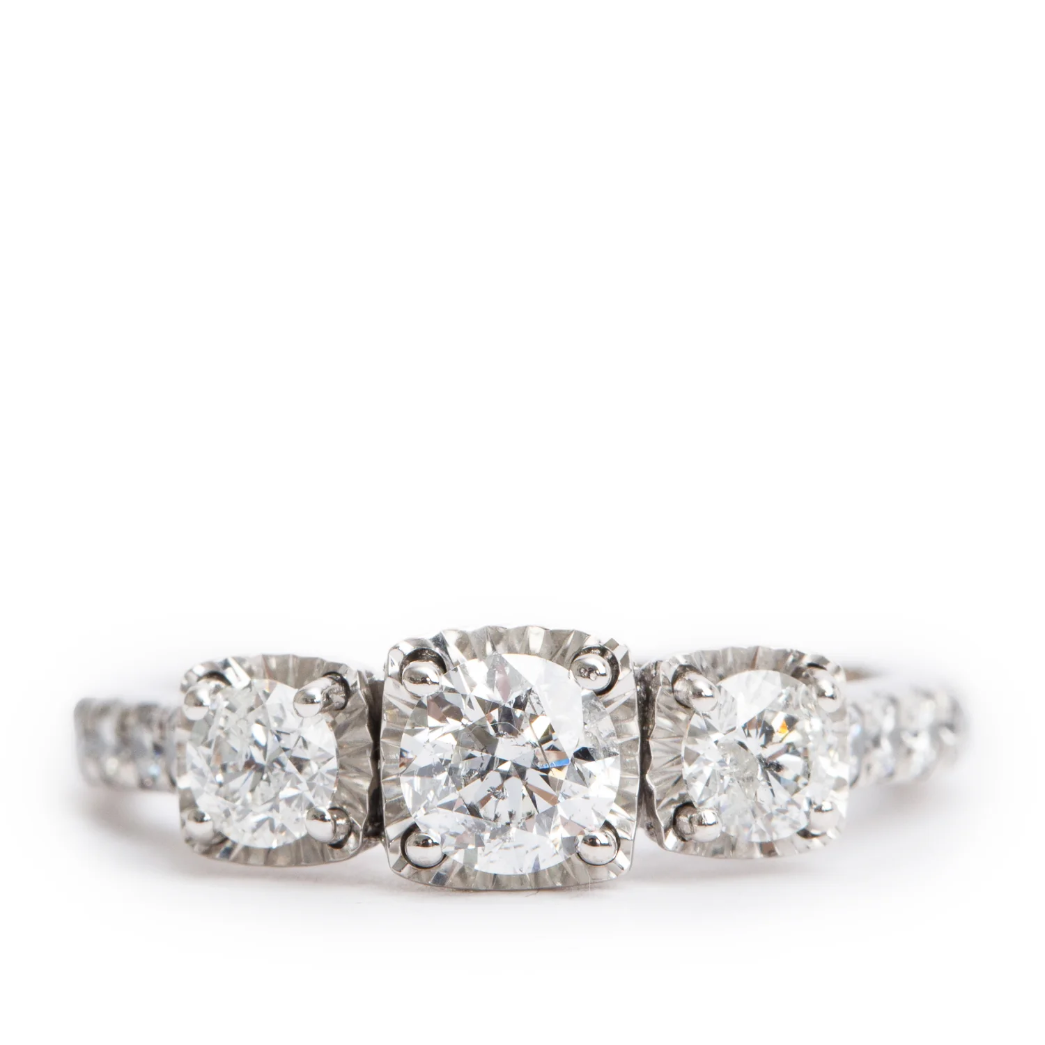 14k White Gold Diamond Cocktail Ring, Size 5