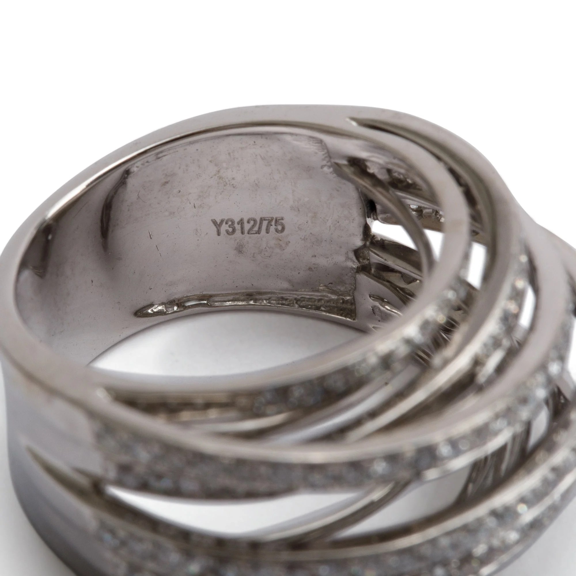 14k White Gold Diamond Crossover Cocktail Ring, Size 6.5 - Image 4
