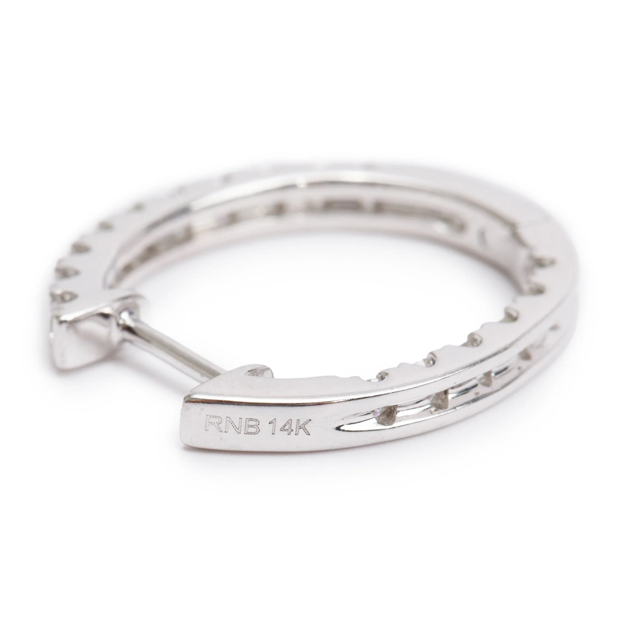 14k White Gold Diamond Hoop Earrings - Image 4