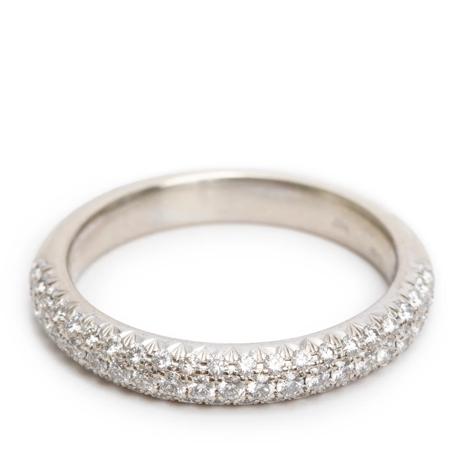 14k White Gold Pave Diamond Band Ring, Size 6 - Image 2