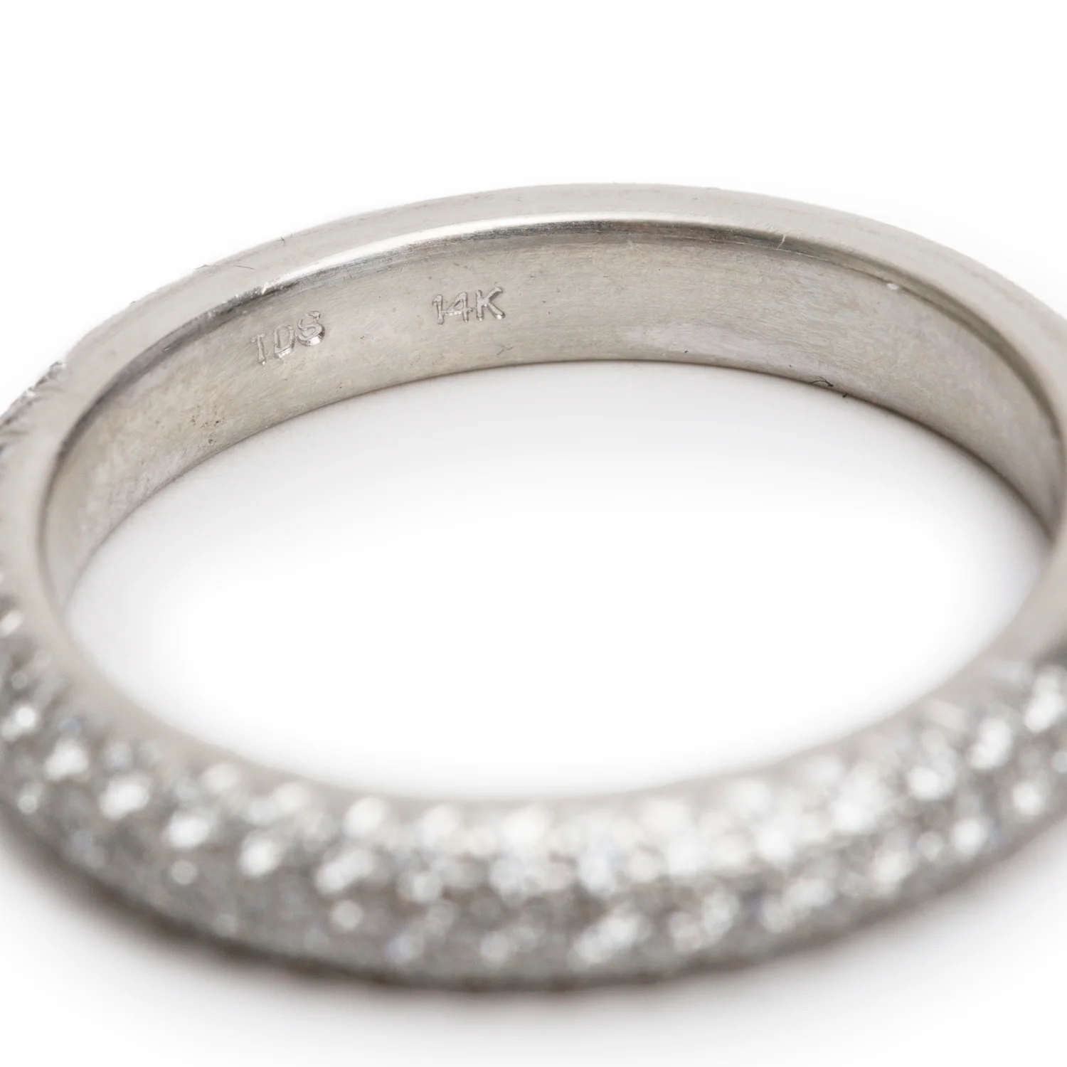 14k White Gold Pave Diamond Band Ring, Size 6 - Image 3