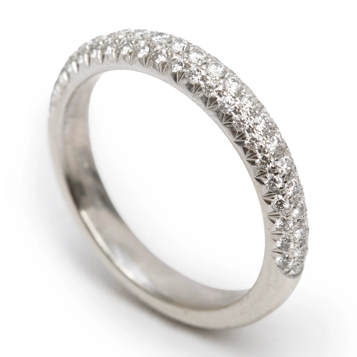 14k White Gold Pave Diamond Band Ring, Size 6 - Image 4