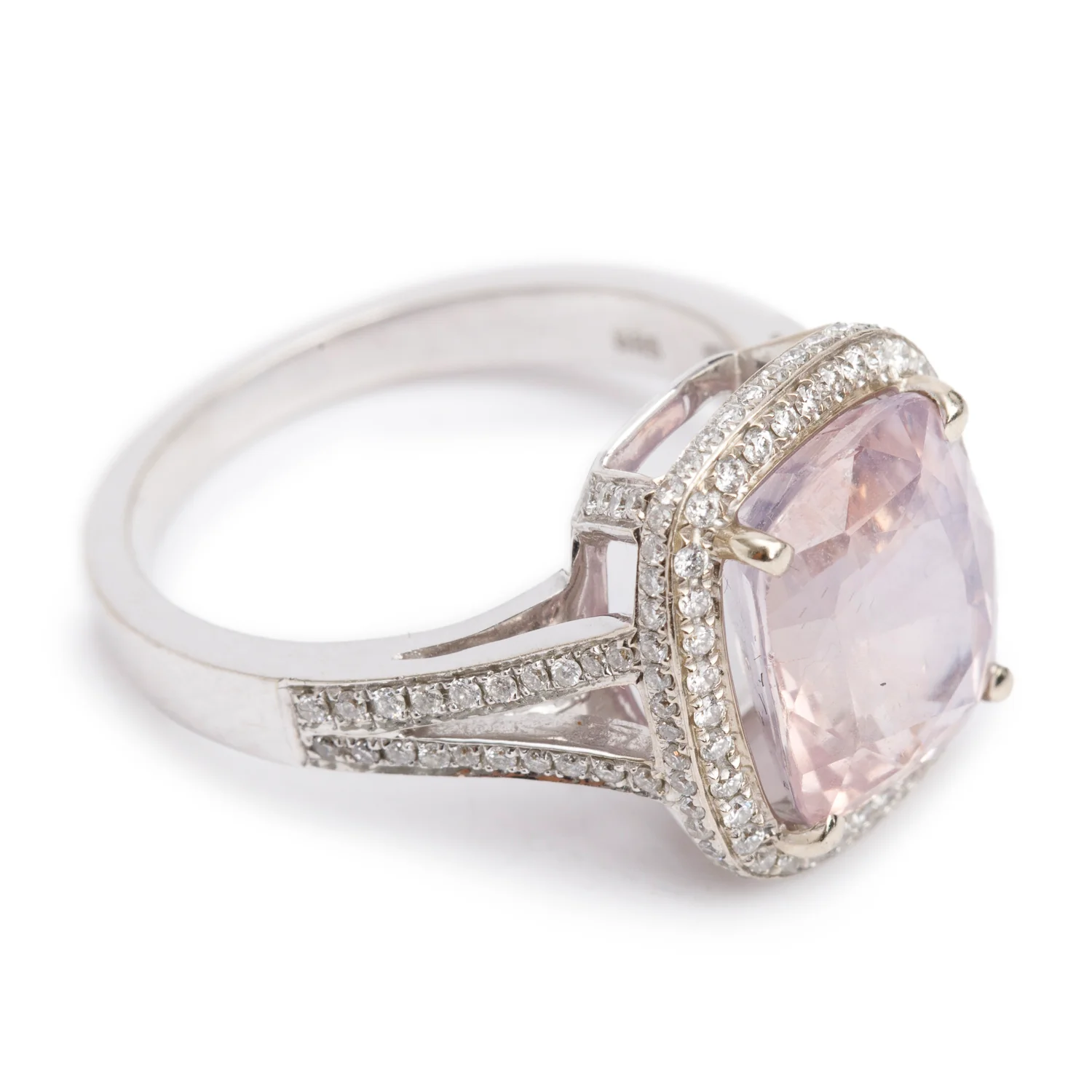 14k White Gold Pink Sapphire & Diamond Cocktail Ring, Size 7.25 - Image 2