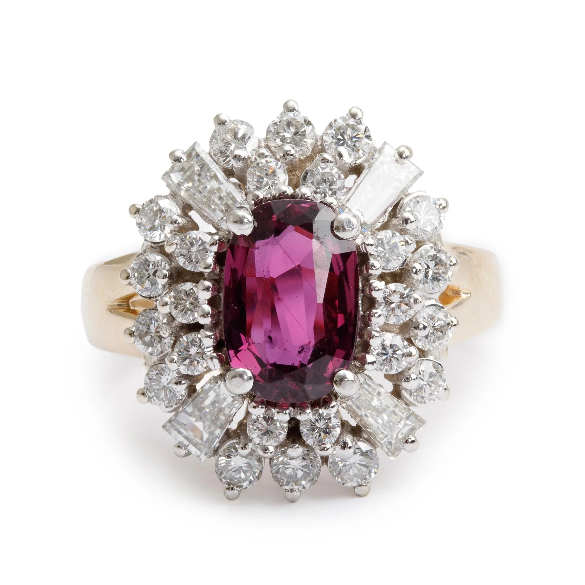 14k White Gold Ruby and Diamond Ring, Size 6