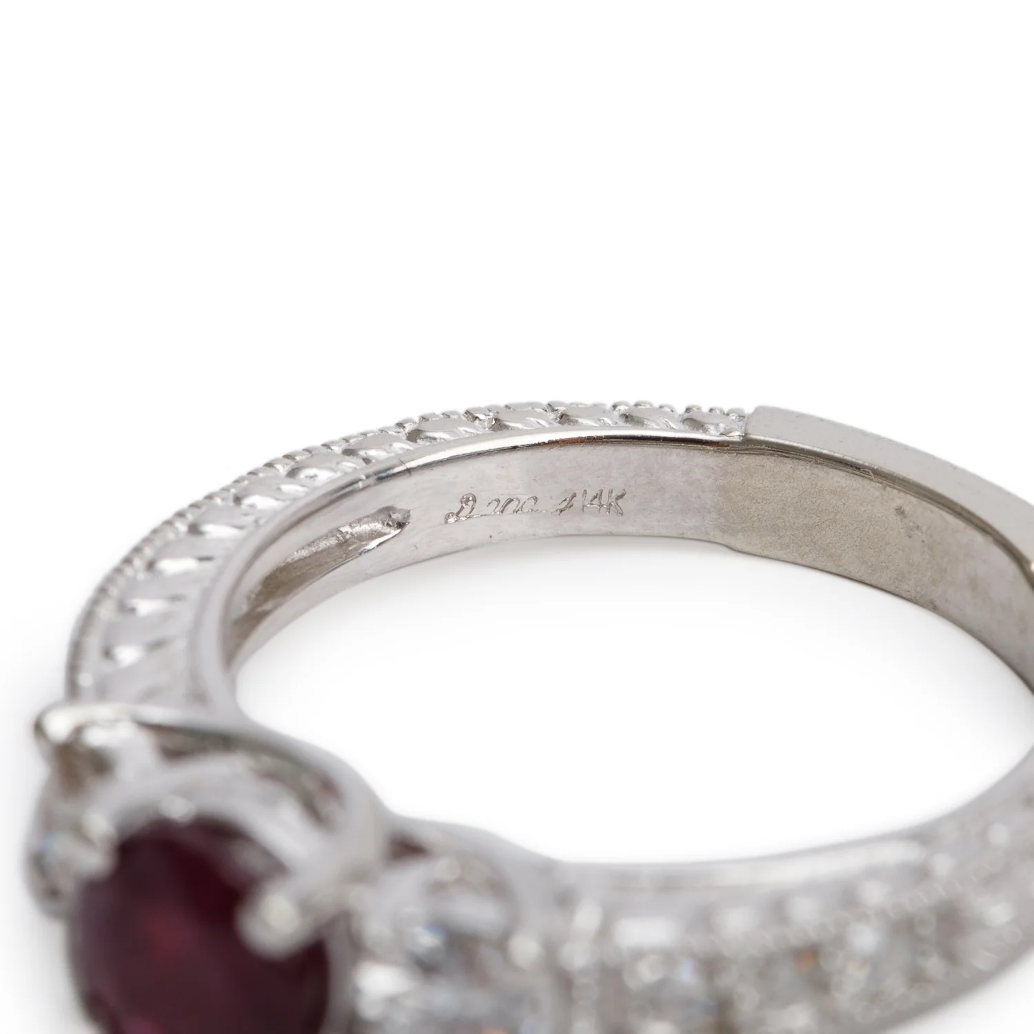 14k White Gold Ruby and Diamond Ring, Size 7 - Image 2