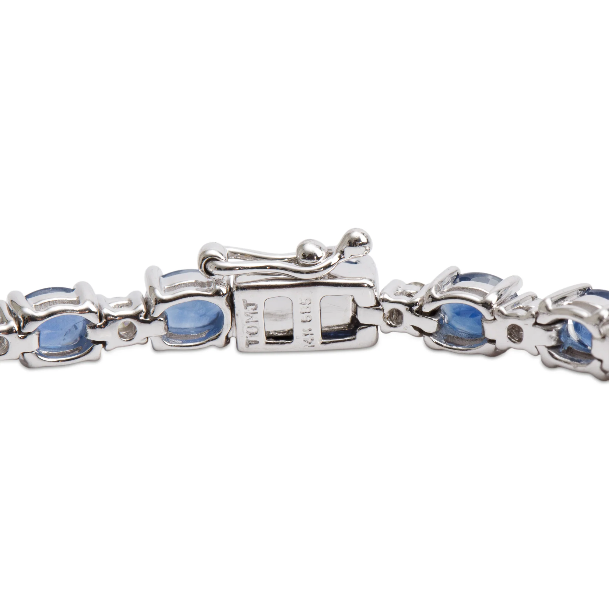 14k White Gold Sapphire & Diamond Bracelet - Image 2
