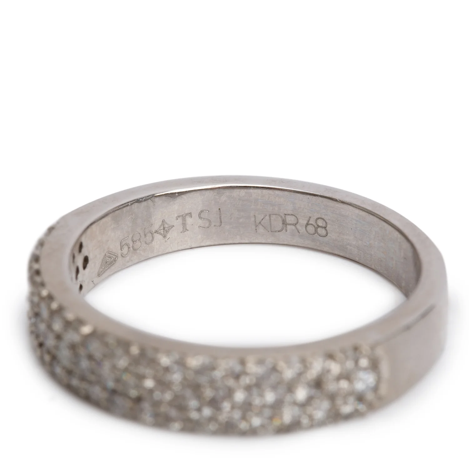 14k White Gold Three-Rows Diamond Band Ring, Size 7 - Image 2