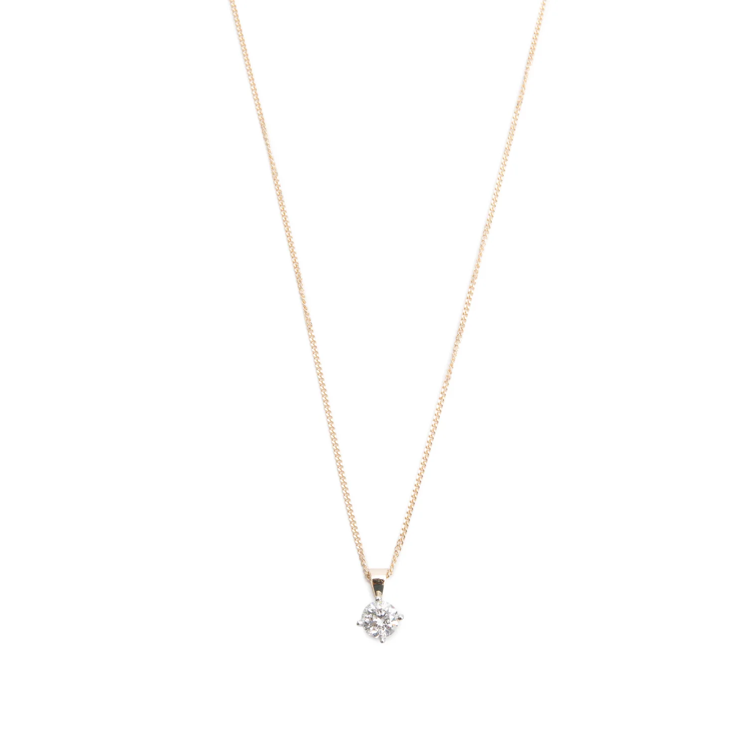 14k Yellow Gold 1.12 ct. Diamond Solitaire Pendant Necklace