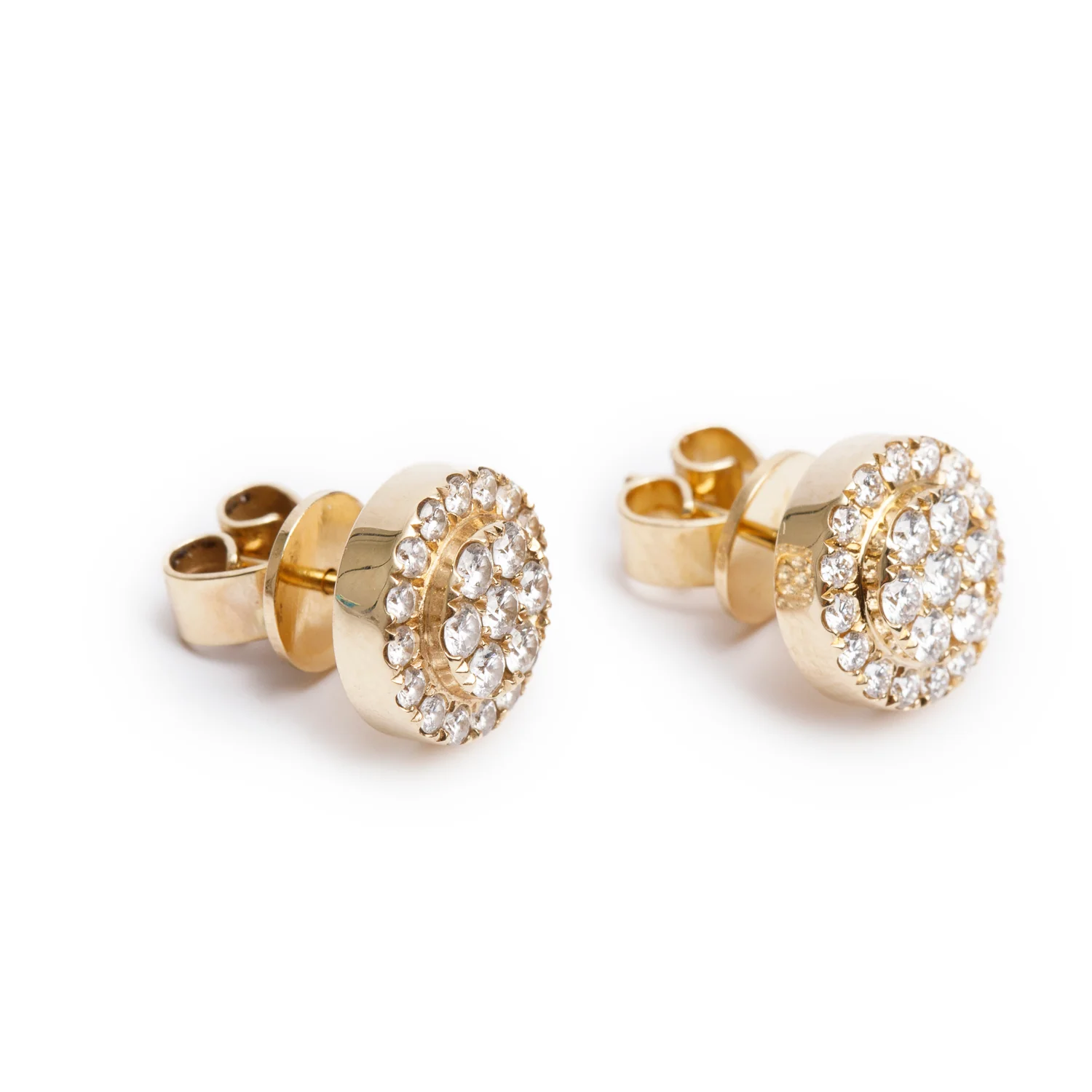 14k Yellow Gold Cluster Diamond Earrings - Image 2