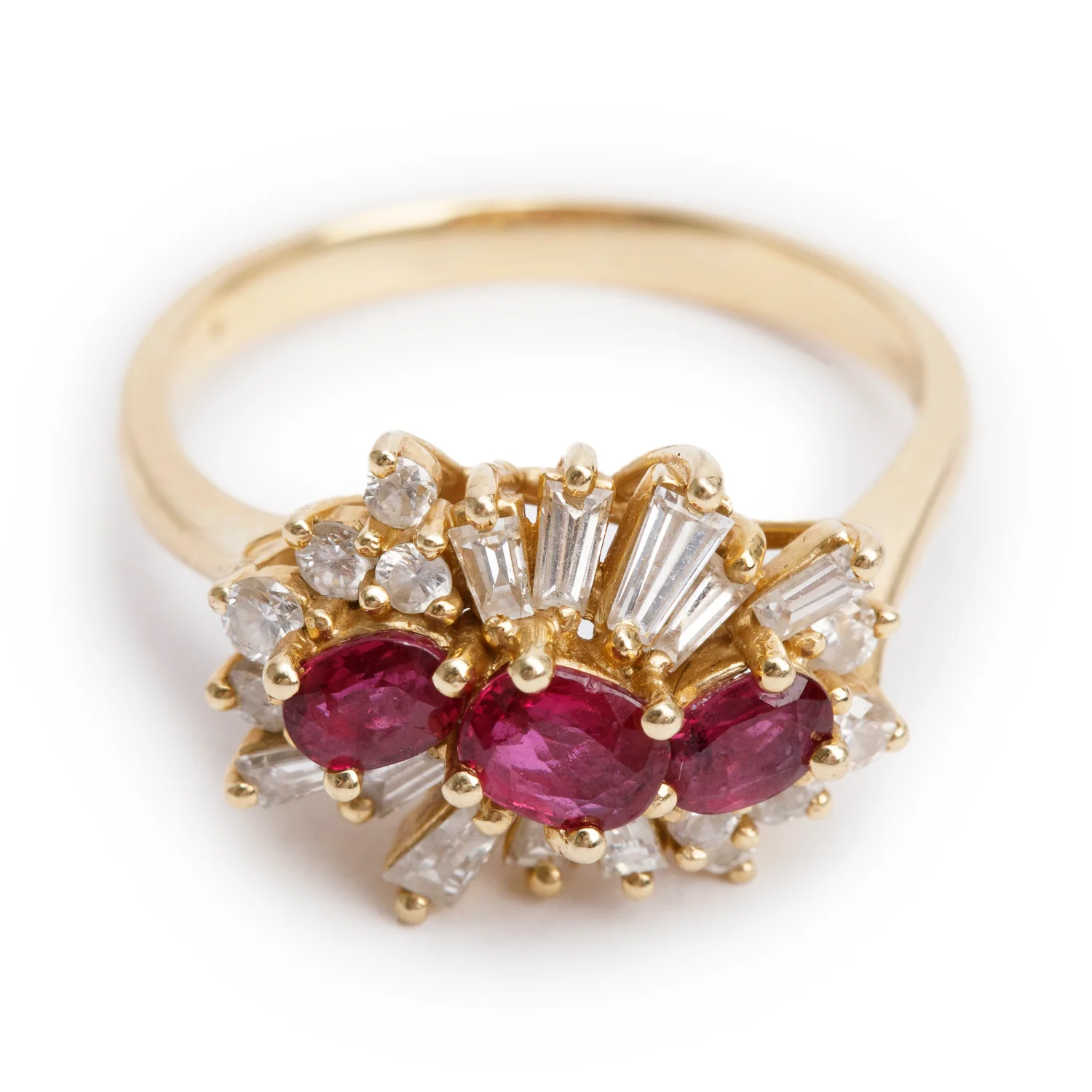 14k Yellow Gold Ruby and Diamond Cocktail Ring, Size 6.25 - Image 2