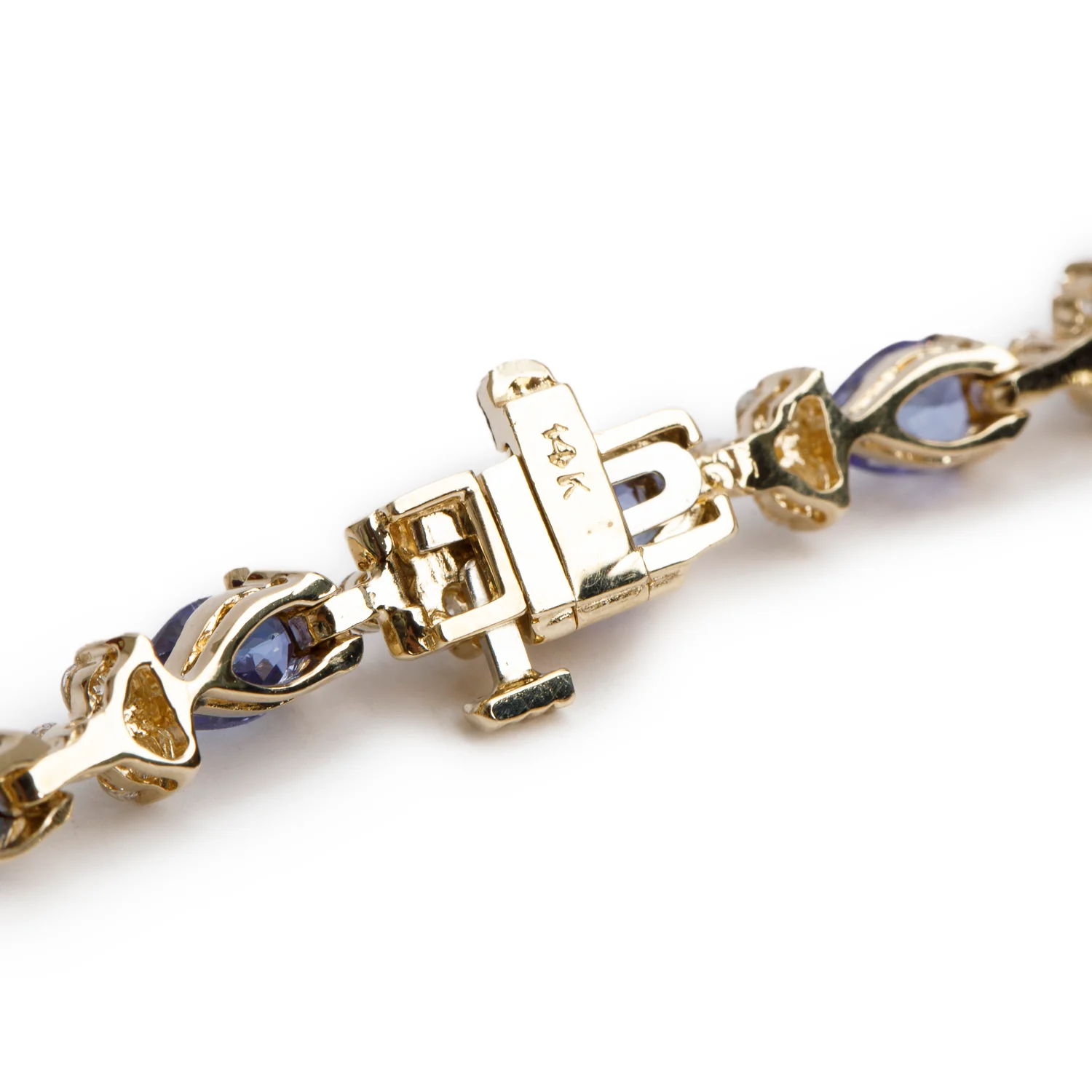 14k Yellow Gold Tanzanite & Diamond Link Bracelet - Image 2