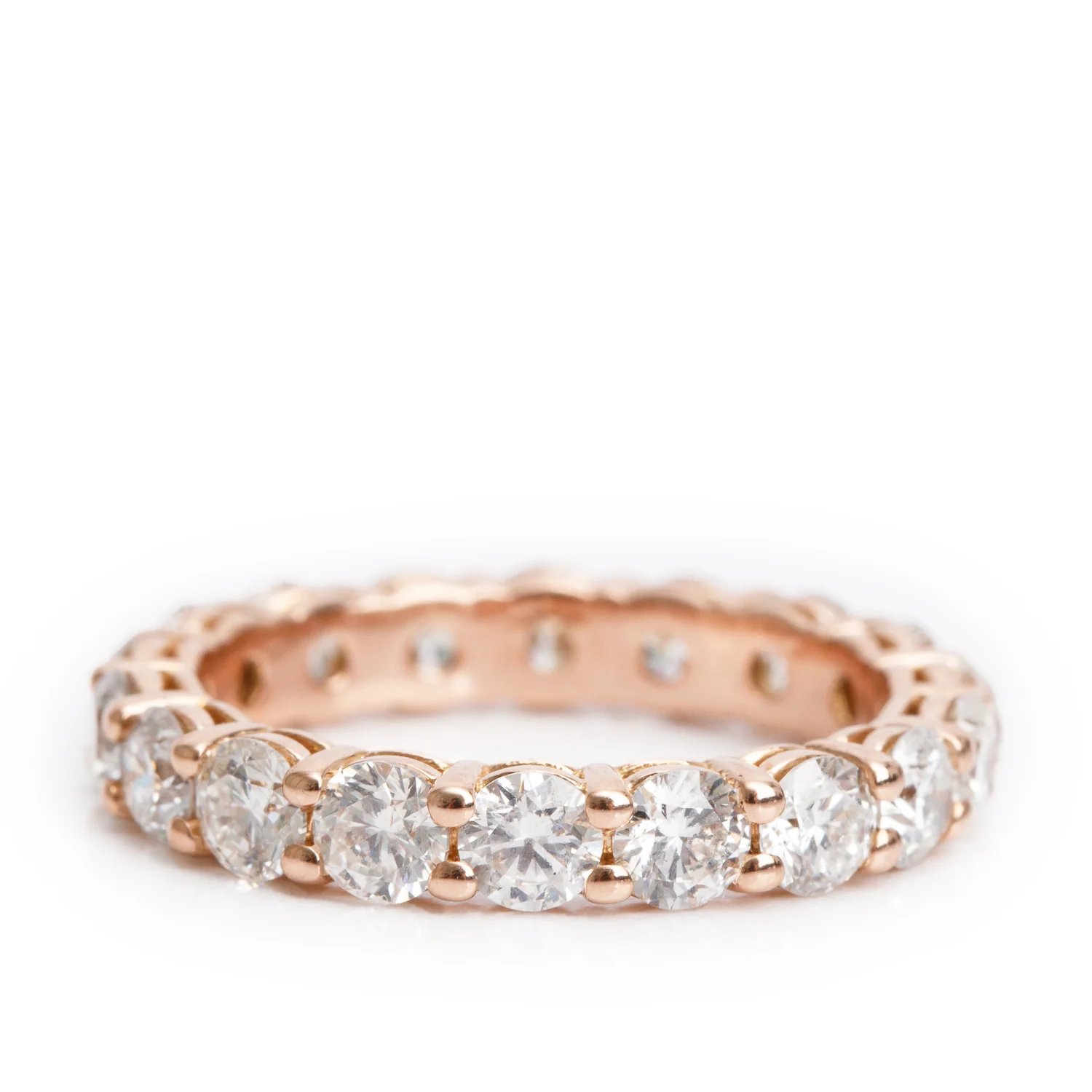 18k Rose Gold 3.0 tcw. Diamond Eternity Band Ring, Size 6.5
