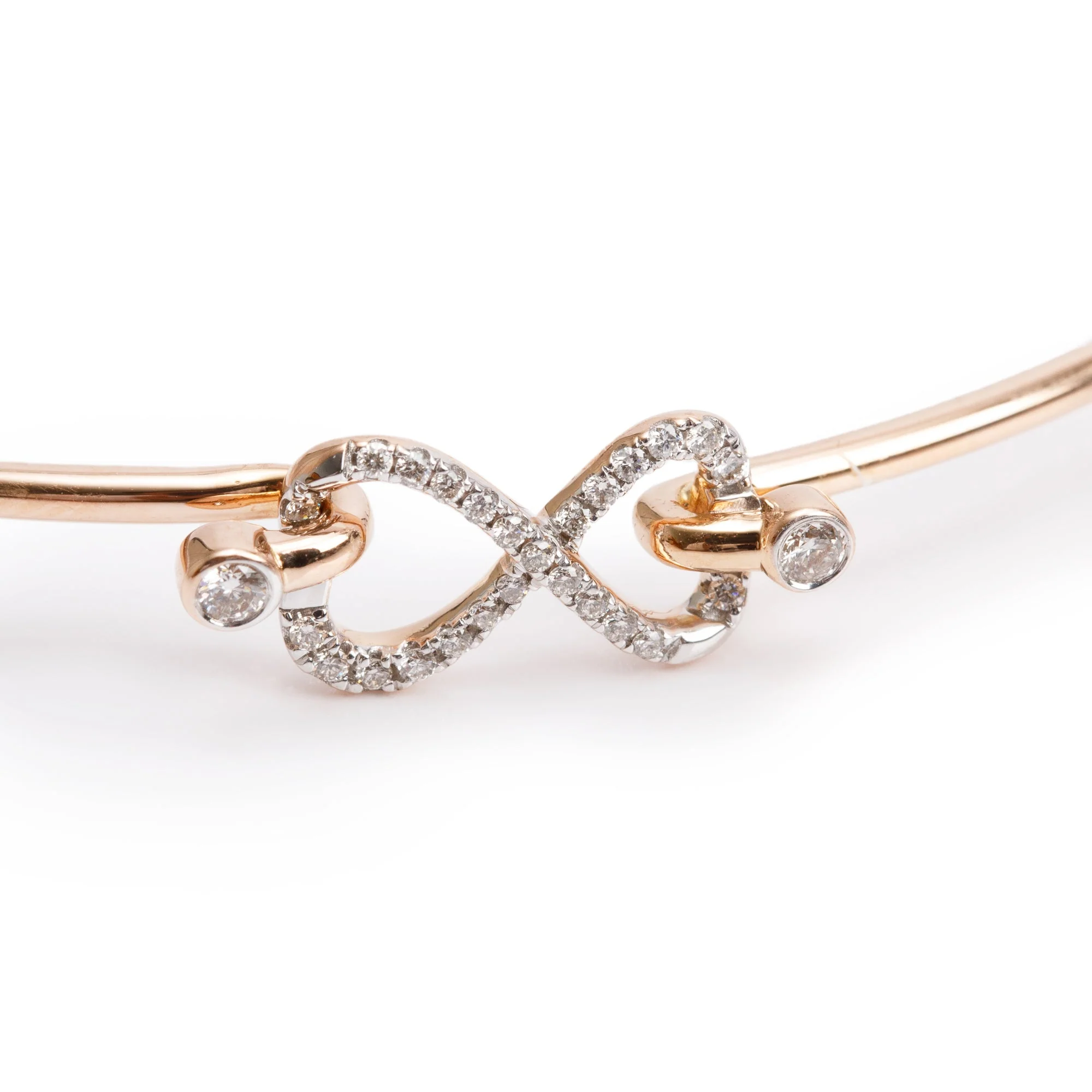 18k Rose Gold Diamond Bangle Bracelet - Image 5