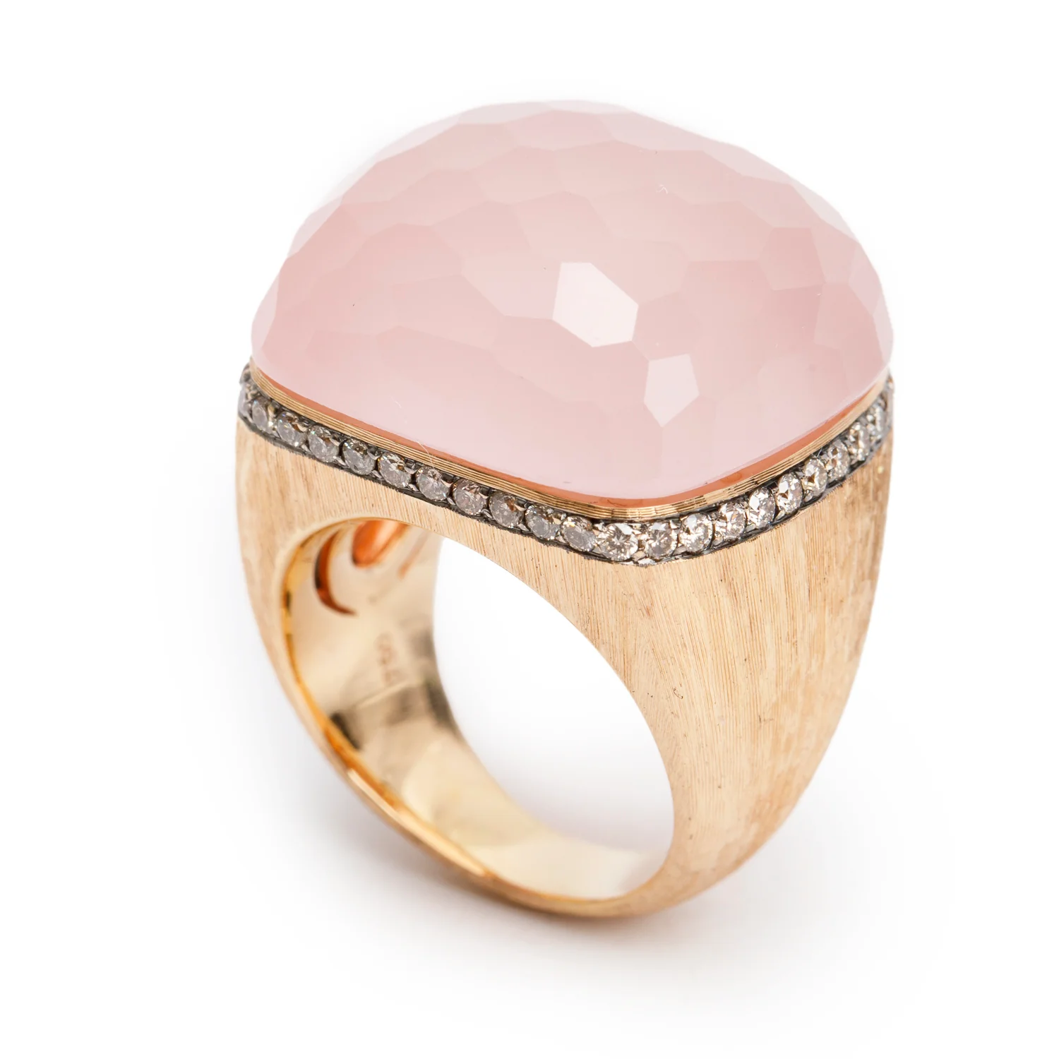 18k Rose Gold Rose Quartz and Diamond Ring, Size 6.5 - Image 4