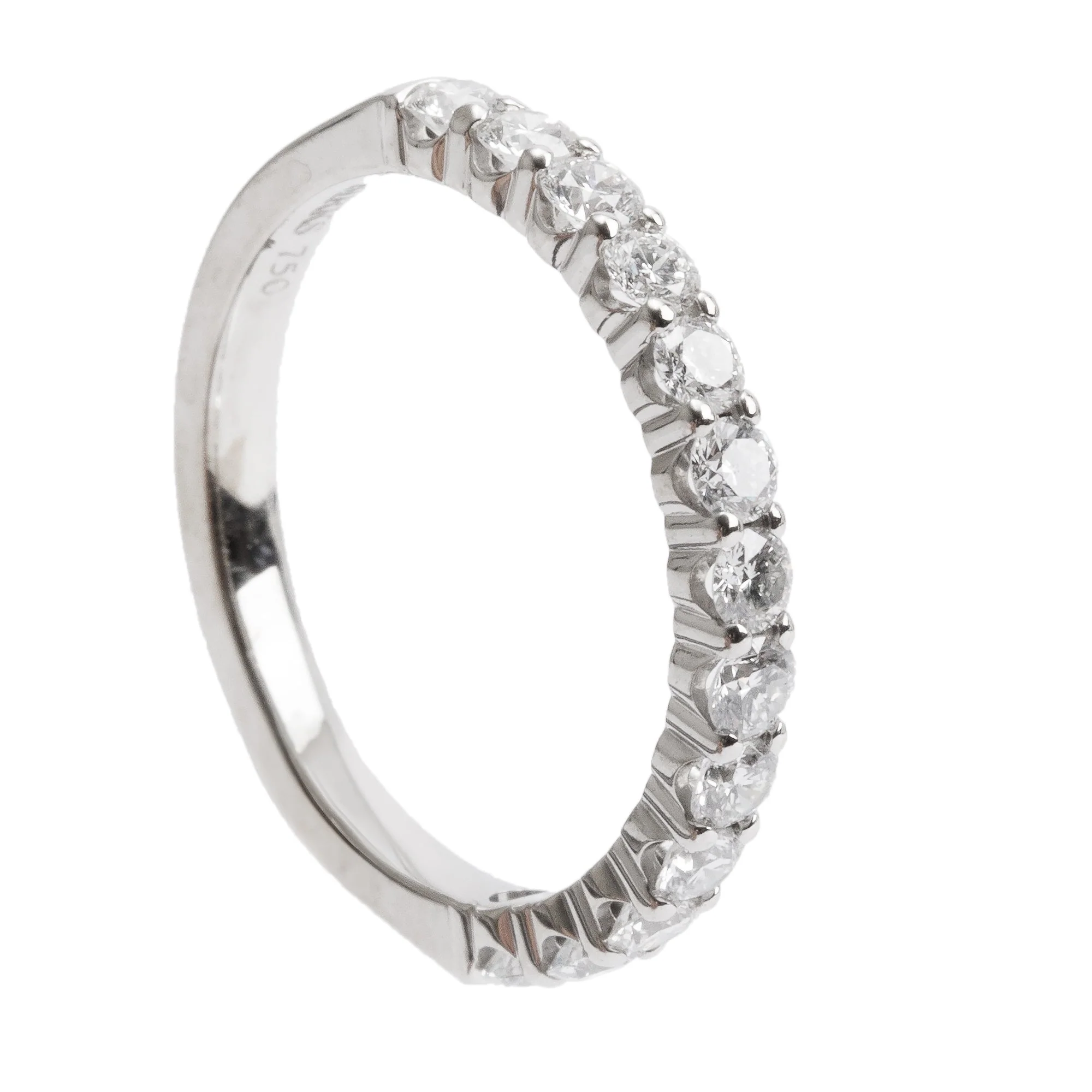 18k White Gold 0.65 tcw. Diamond Half-Eternity Band Ring, Size 5.75 - Image 3
