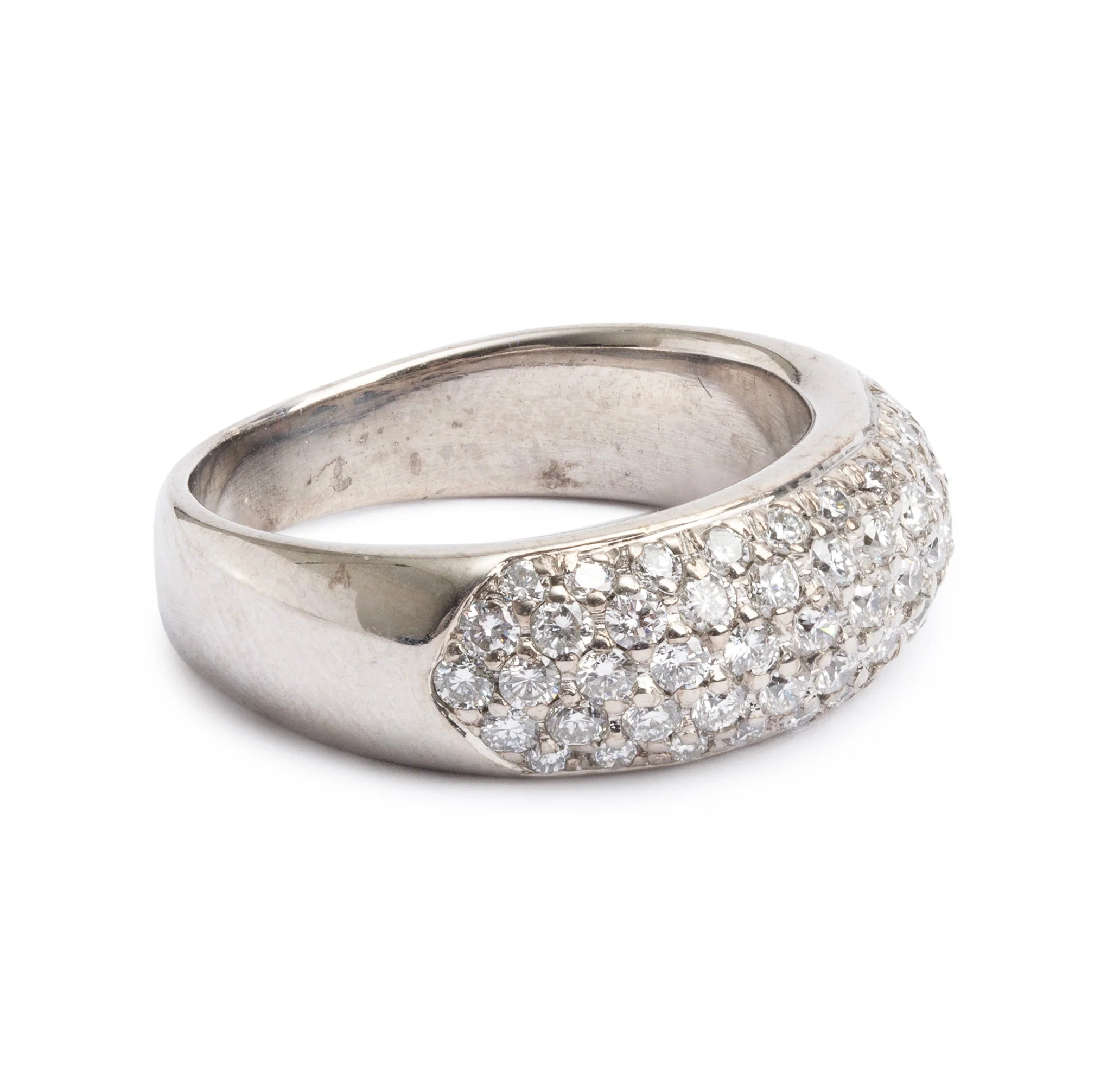 18k White Gold 1.25 tcw. Pave Diamond Band Ring, Size 8 - Image 2