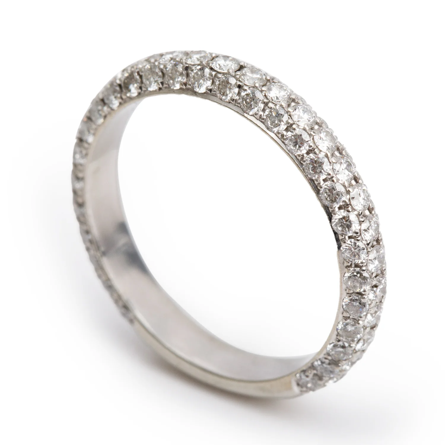 18k White Gold Pave Diamond Band Ring, Size 6 - Image 2