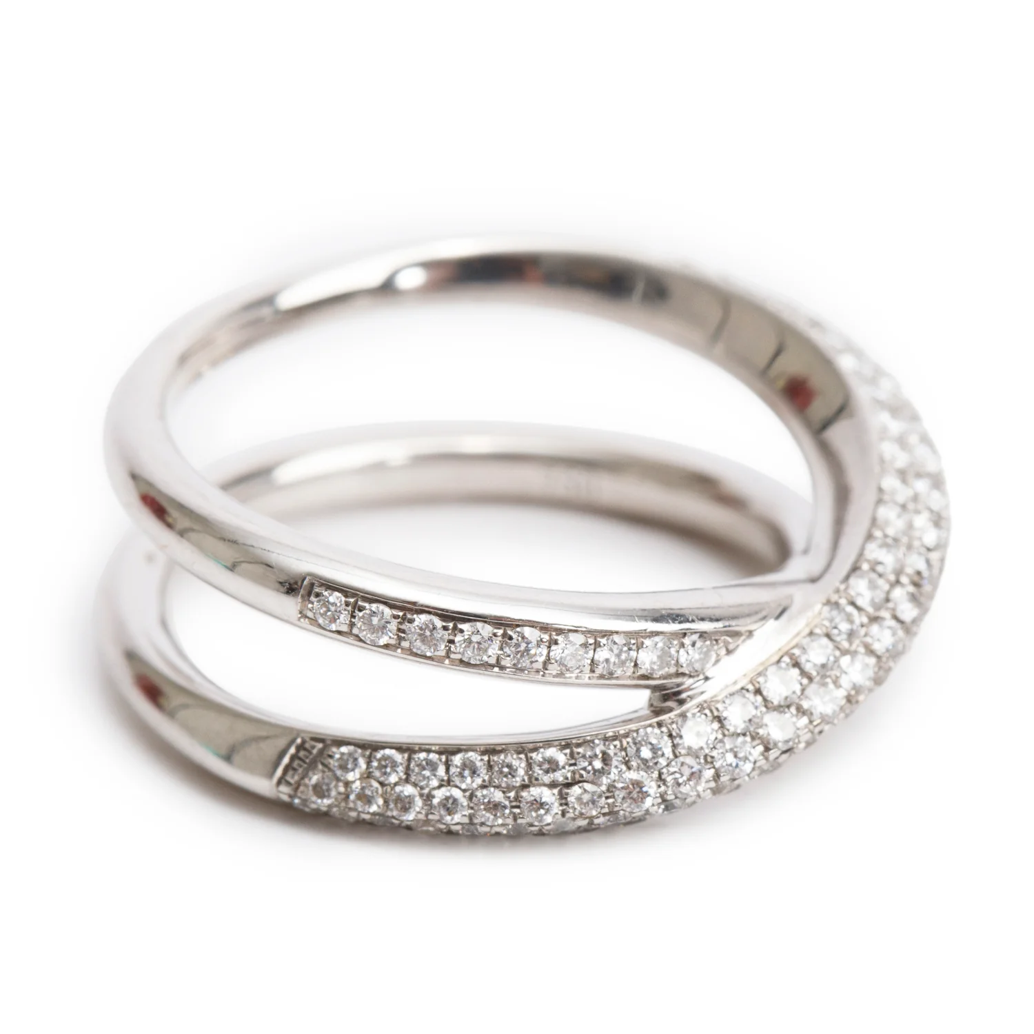 18k White Gold Pave Diamond 'X' Top Ring, Size 5.5 - Image 2