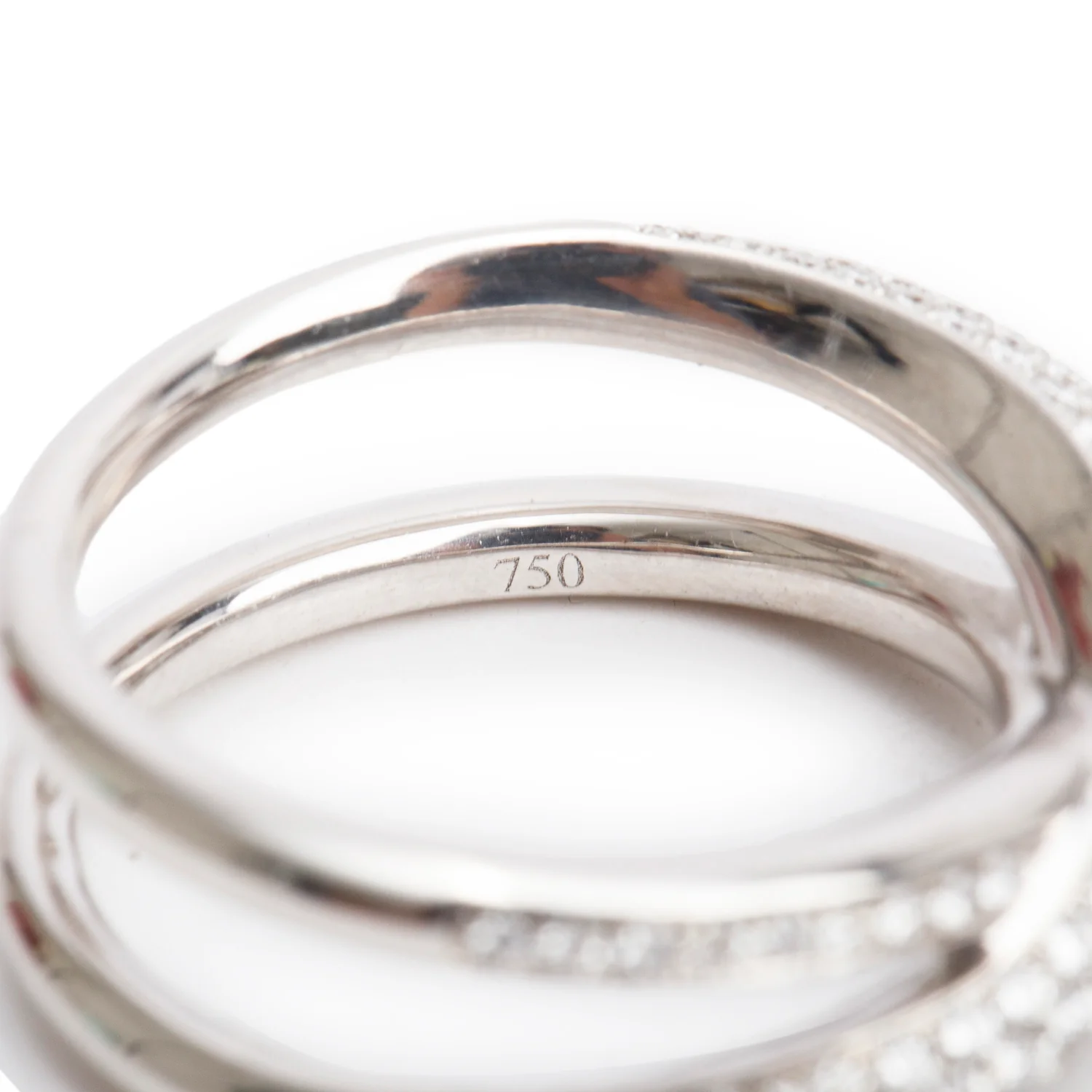 18k White Gold Pave Diamond 'X' Top Ring, Size 5.5 - Image 3