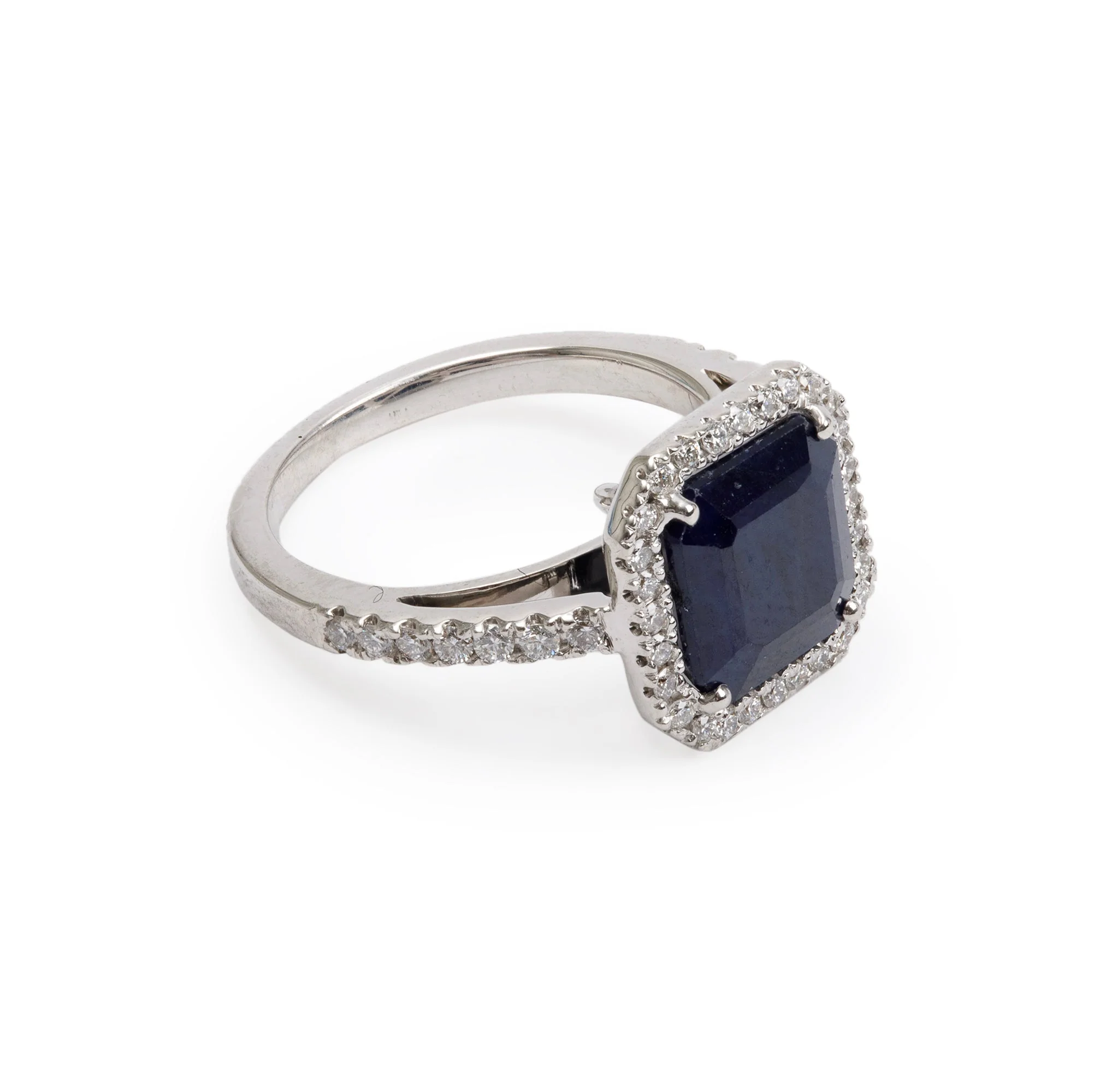 18k White Gold Sapphire & Diamond Cocktail Ring, Size 4.75 - Image 3