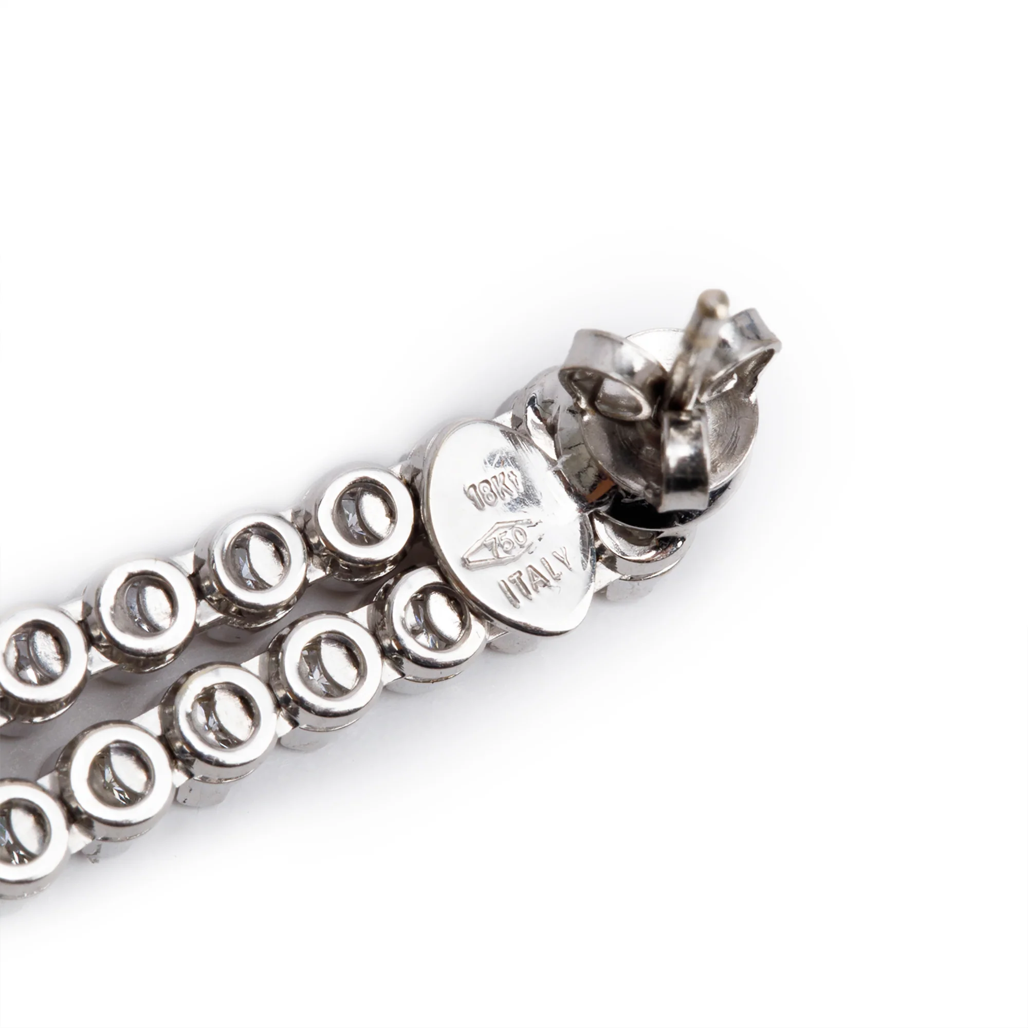 18k White Gold Two-Row Natural Green & White Diamond Drop Earrings - Image 3