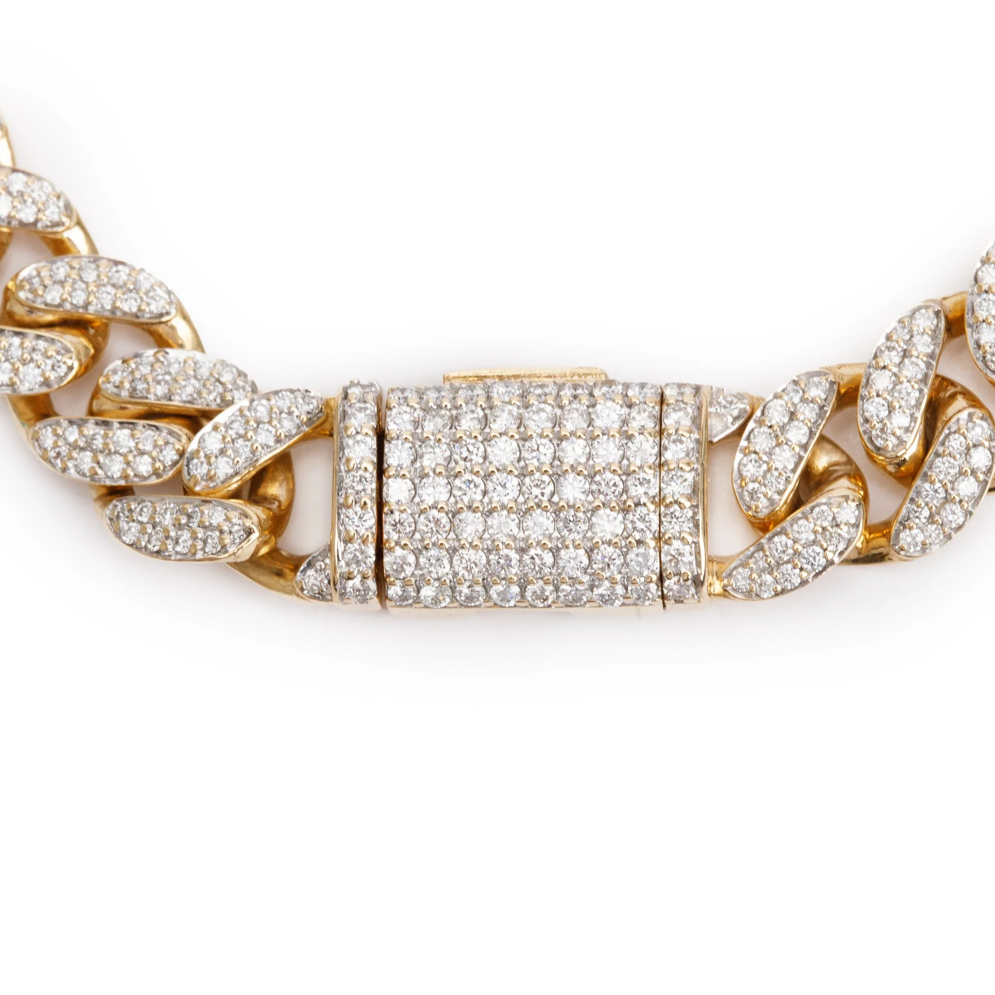18k Yellow Gold Pave Diamond Cuban Link Bracelet - Image 2