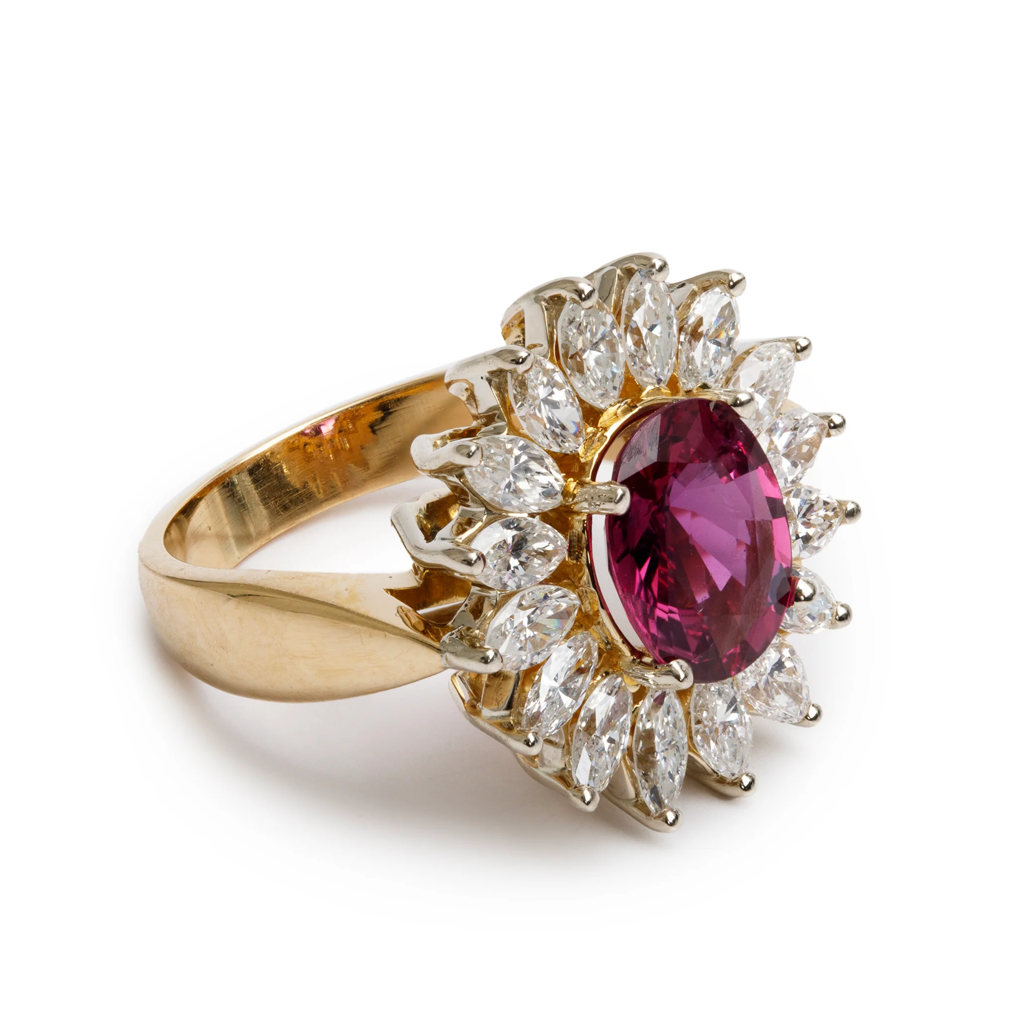 18k Yellow Gold Ruby and Diamond Ring, Size 7.5 - Image 2