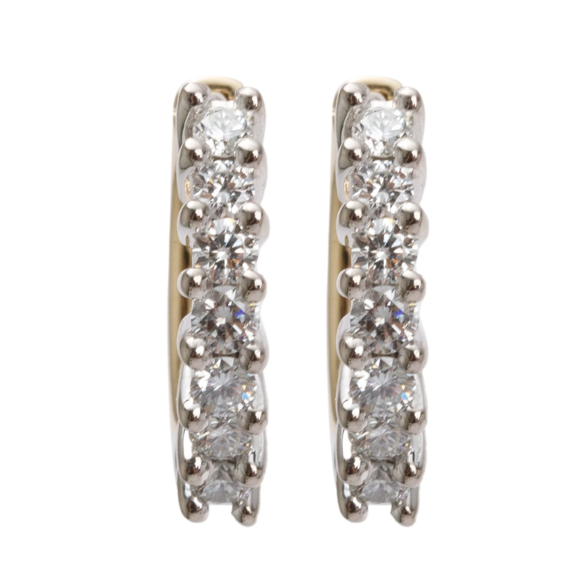 18k Yellow & White Gold 1.00 tcw. Diamond Huggie Earrings