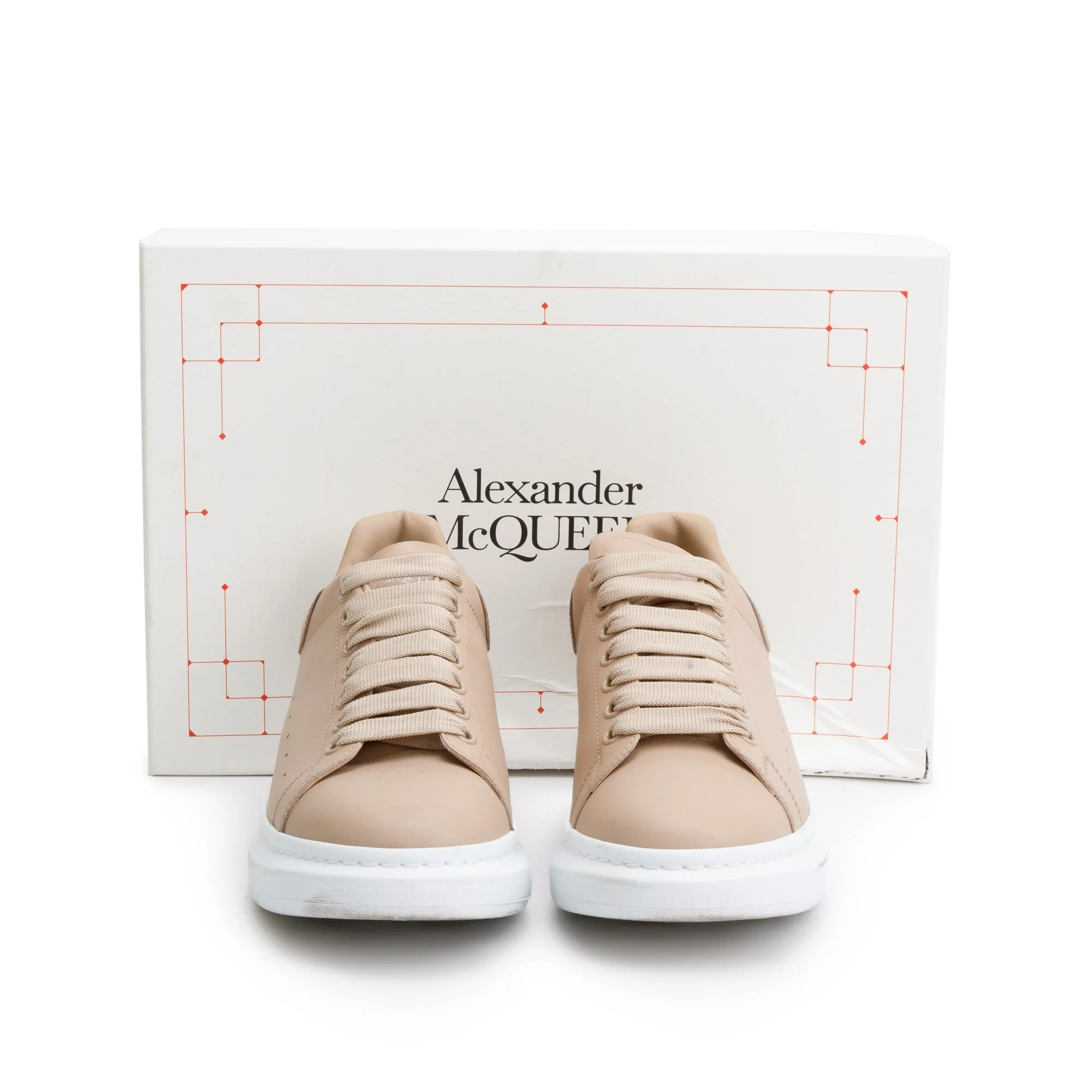 Alexander McQueen Beige Calfskin Leather Oversized Sneakers, Size 42 w/ Box - Image 2