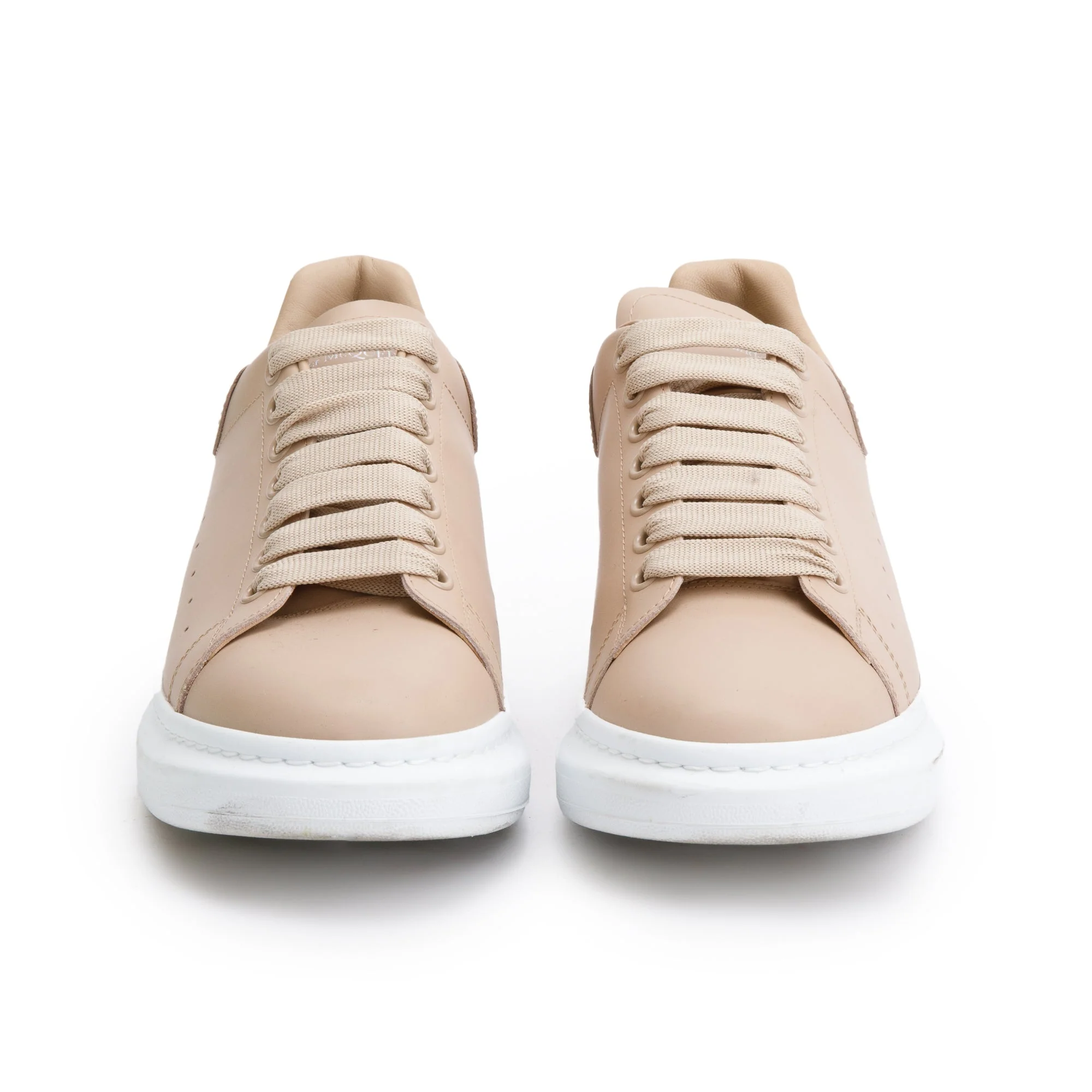 Alexander McQueen Beige Calfskin Leather Oversized Sneakers, Size 42 w/ Box - Image 3
