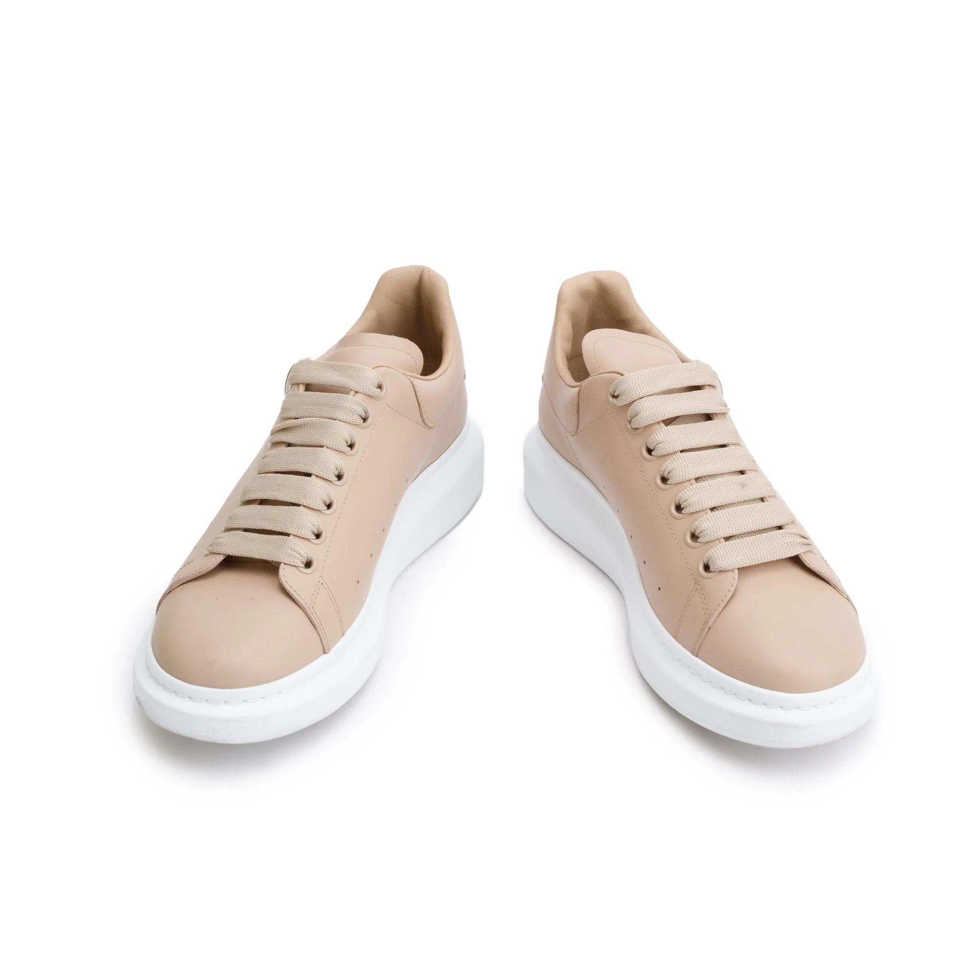 Alexander McQueen Beige Calfskin Leather Oversized Sneakers, Size 42 w/ Box - Image 4