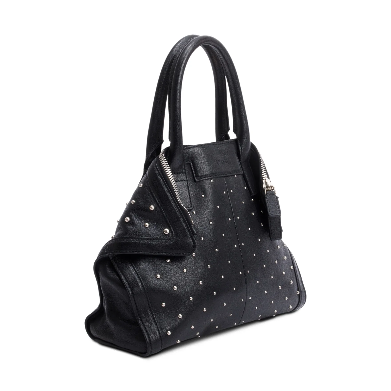 Alexander McQueen Black Calfkskin Leather De Manta Handle Bag w/ Strap - Image 4