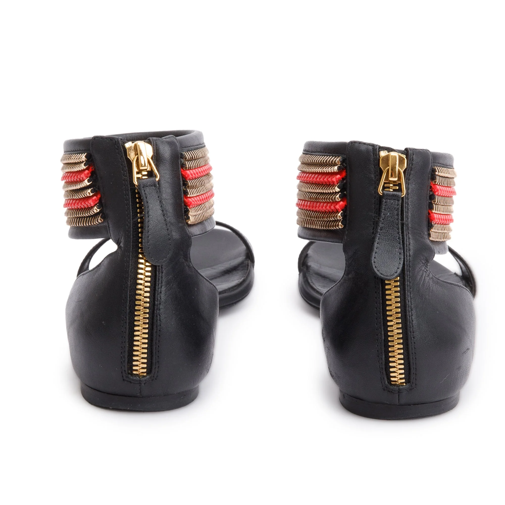 Alexander McQueen Black Leather Beaded Flat Sandals, Size 37 w/ Box - Image 6