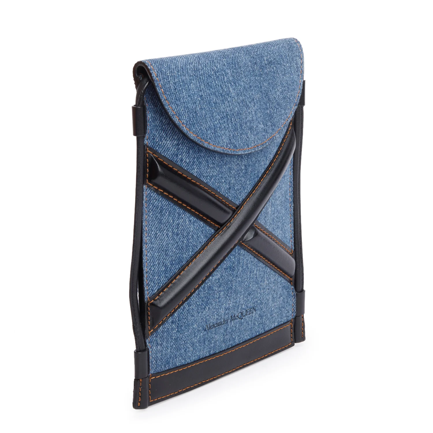 Alexander McQueen Denim Curve Micro Crossbody Phone Bag - Image 3