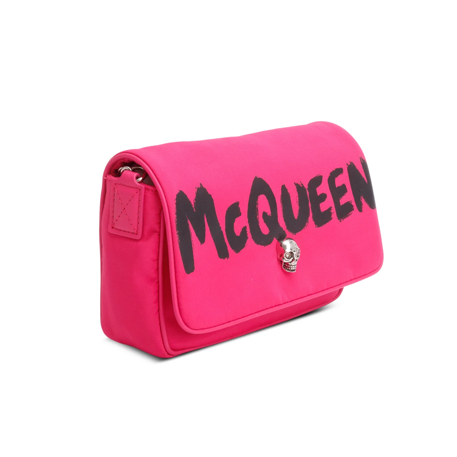 Alexander McQueen Pink Graffiti Nylon Skull Small Crossbody Bag - Image 4