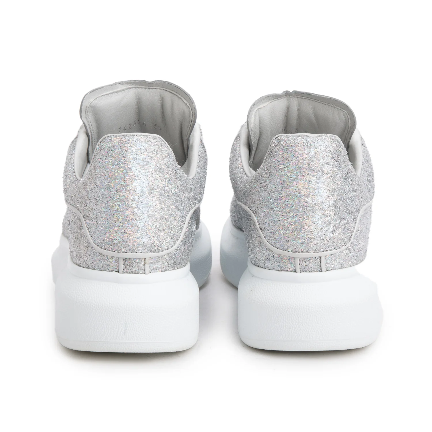 Alexander McQueen Silver Glitter Oversized Sneakers, Women's Size 39 w/ Box - Image 5