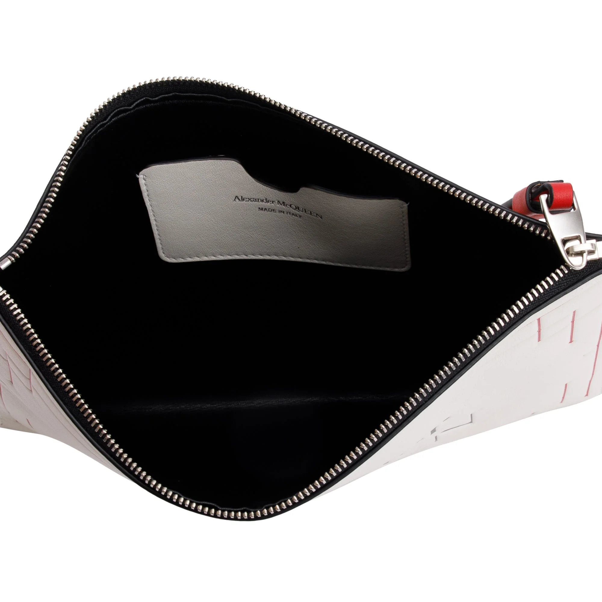 Alexander McQueen White Leather Logo Zip Pouch - Image 4